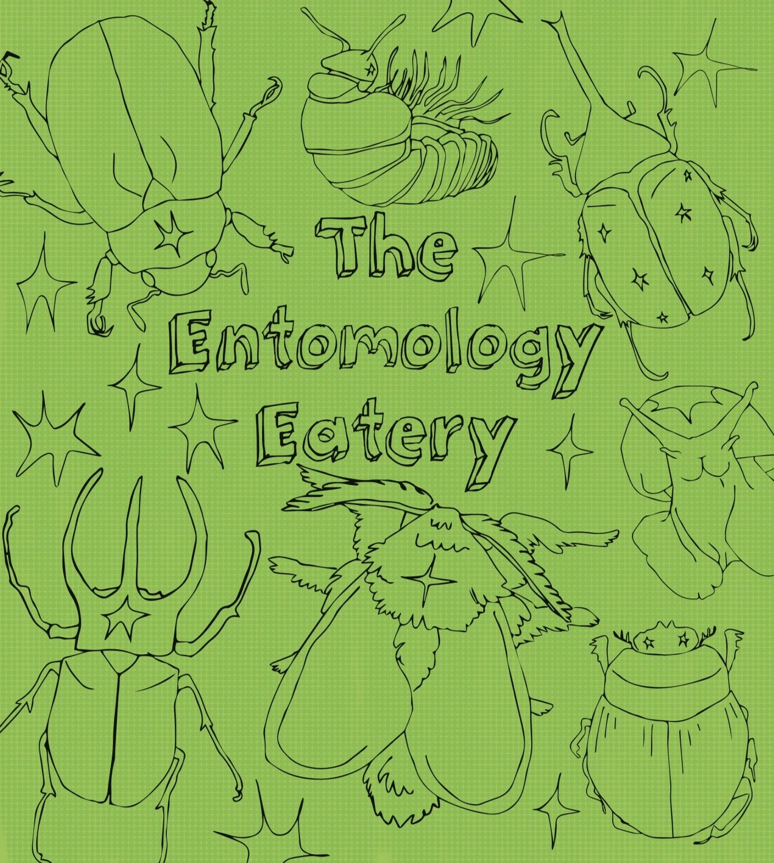 "Entomology Eatery," menu cover mockup (2023)