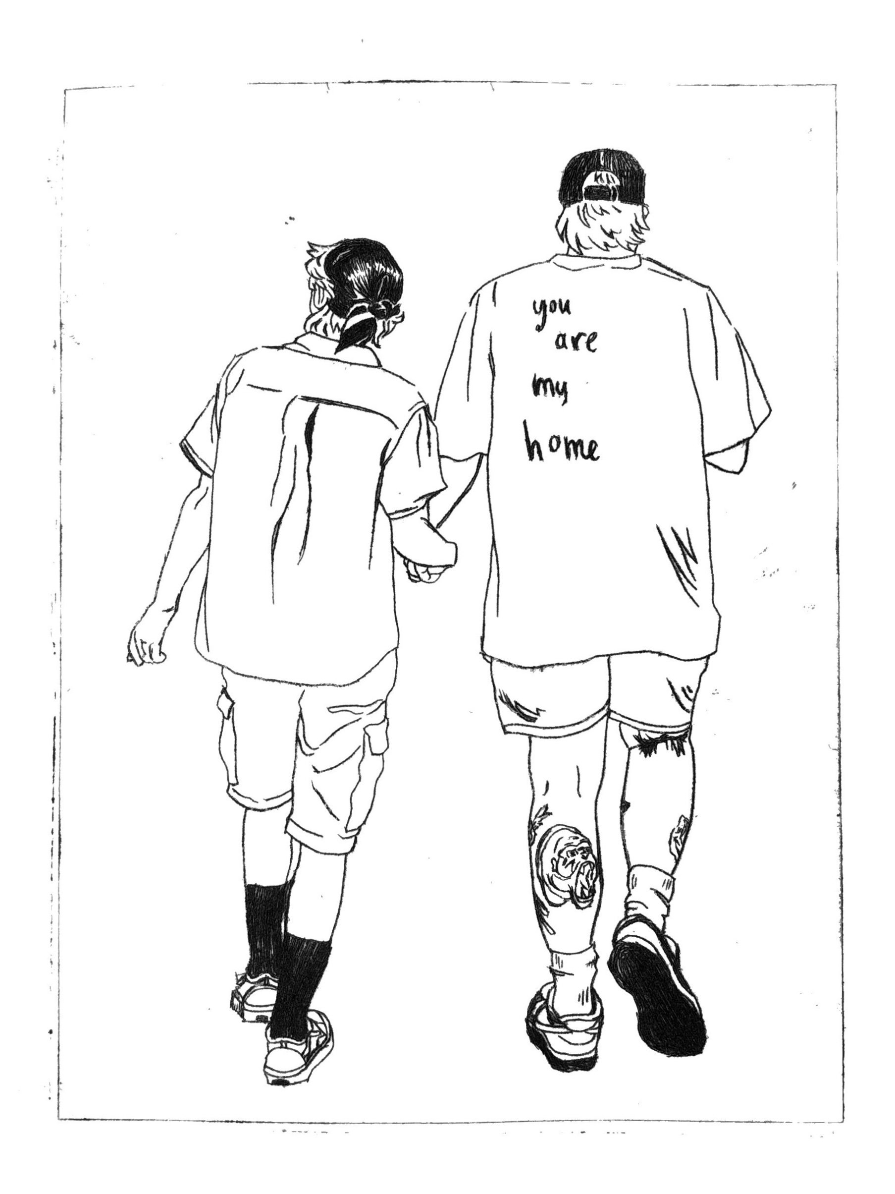 "you are my home" (2024), intaglio print, 6x8"