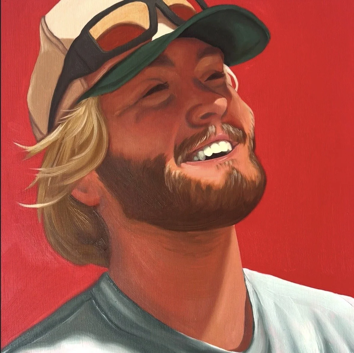 "rediscovered what love is (Matthew)" (2025), oil paint on wood panel, 10x10"