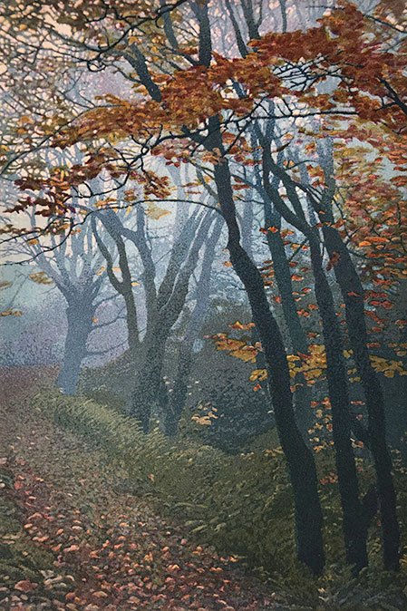 Autumn Leaves is an aquatint etching by Stephen McMillan