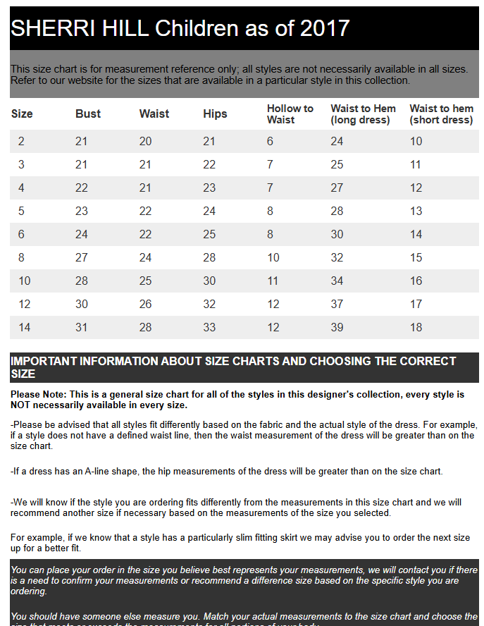 Sherri Hill Size chart as of 2017.png