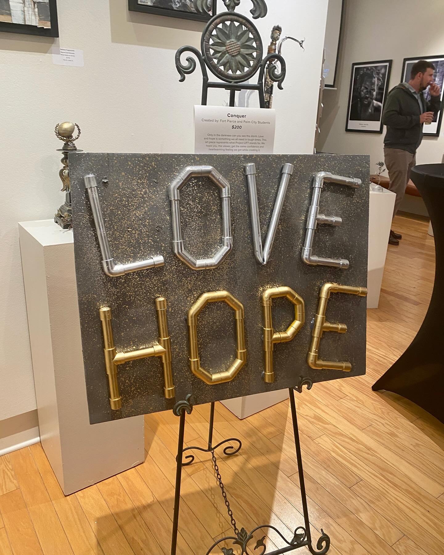 Happy to attend and be a sponsor this week at @projectlift.florida&rsquo;s first Forged  in Hope: Artistry of the Skilled Trades Art show! 

Artwork created by Project Lift students was exhibited and sold. I am so happy with the &ldquo;Love&rdquo; sc