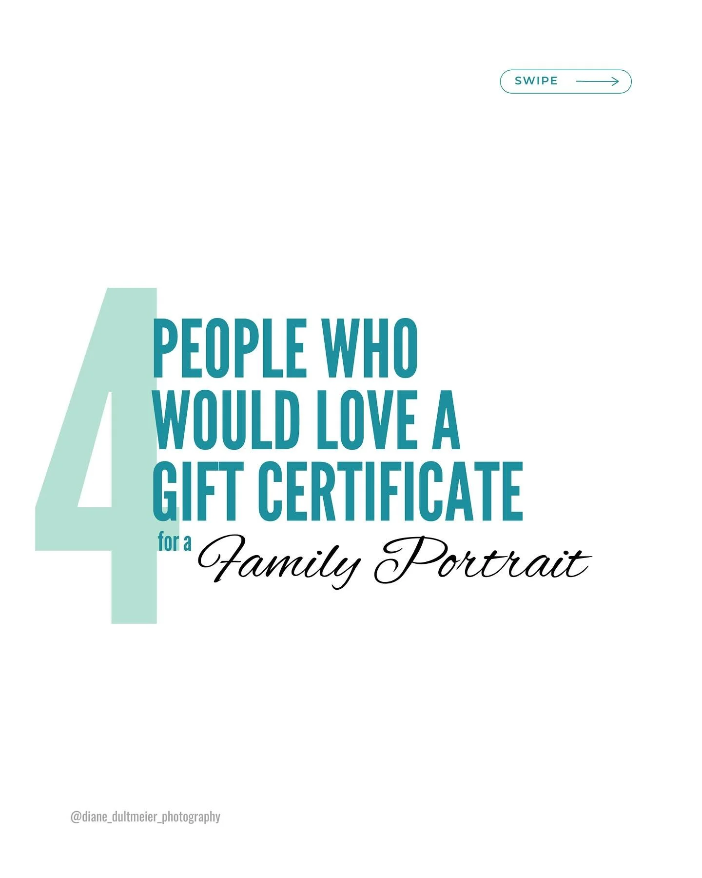 Can you think of anyone?

Here are FOUR people who would love a GIFT CERTIFICATE for a family portrait!

It&rsquo;s not too late to get a gift certificate in time for the holidays!

YOUR WIFE: You can&rsquo;t go wrong with getting your wife a gift ce