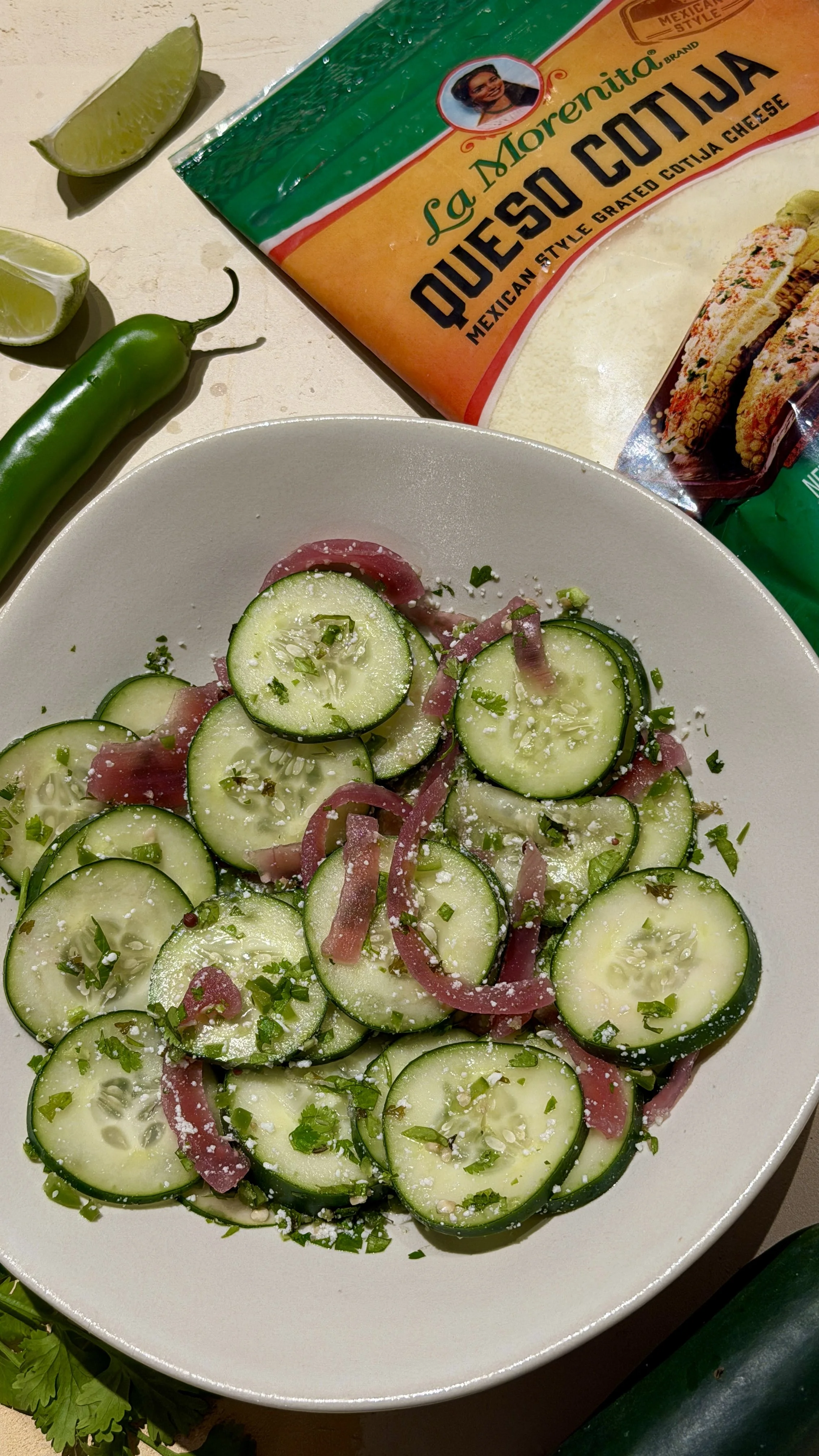 Queso Cotija Cucumber Salad