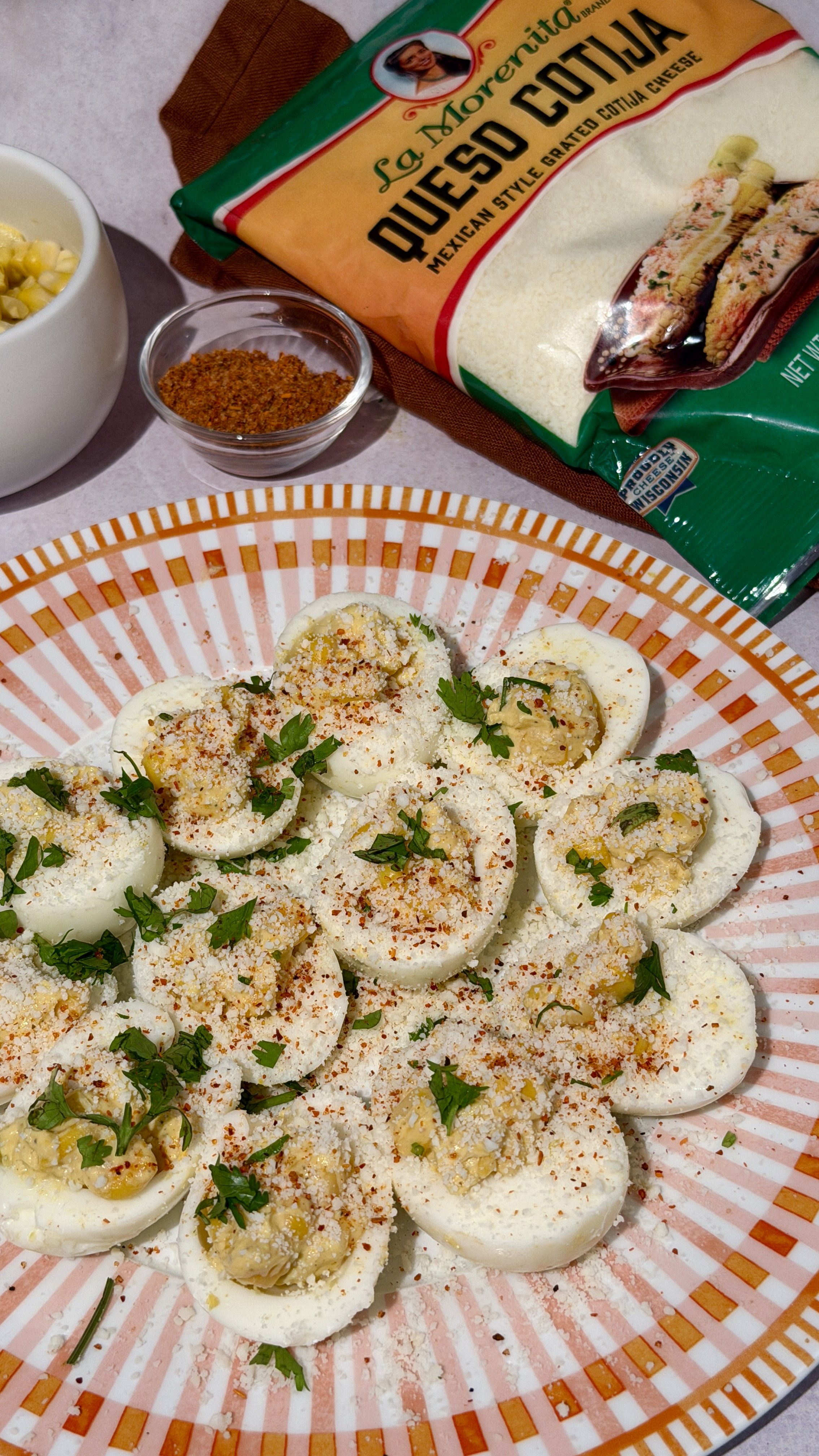 Elote Deviled Eggs