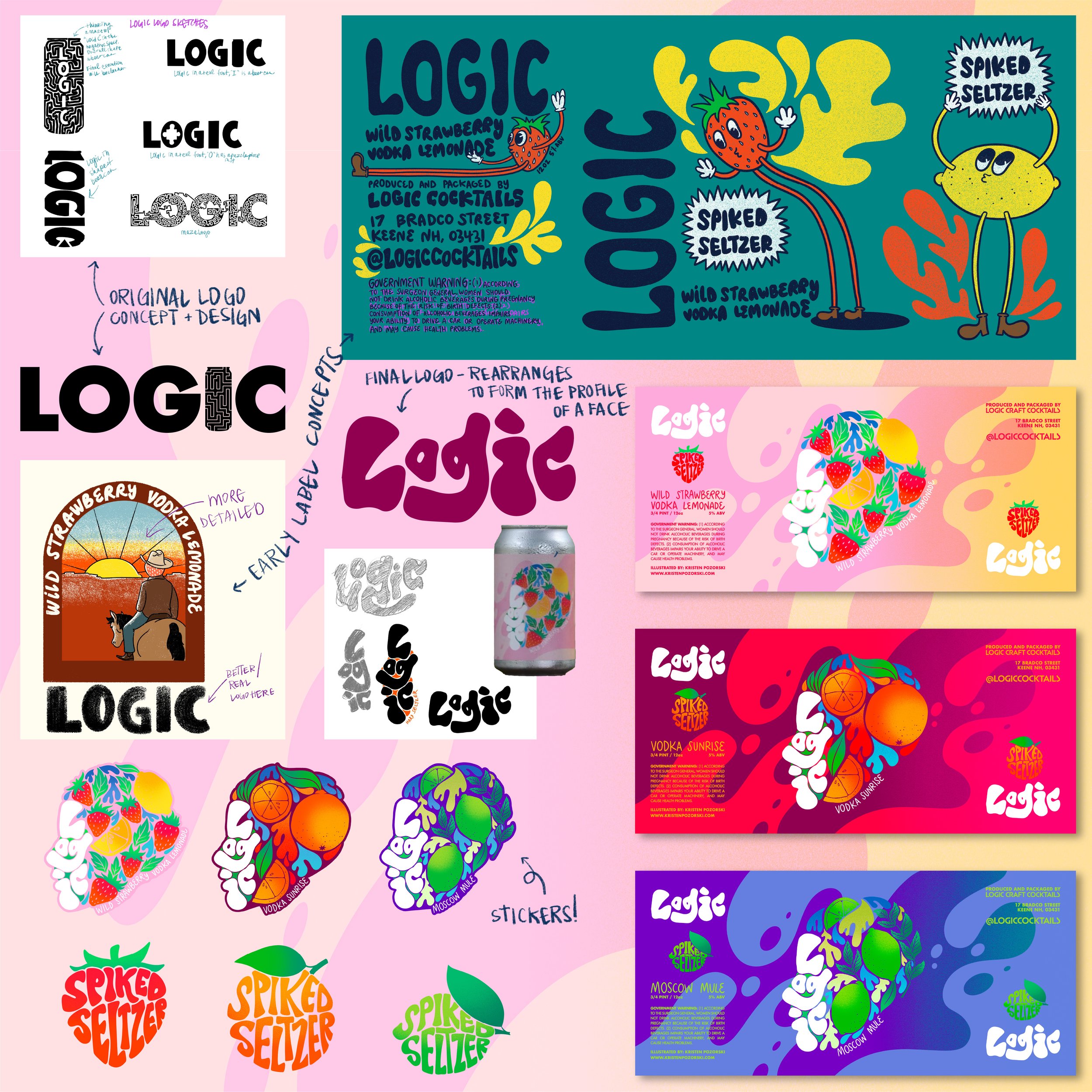 Additionally, Branch and Blade developed an in-house spiked seltzer brand they named Logic and needed branding and a can design that could be used across the different flavors they were producing.