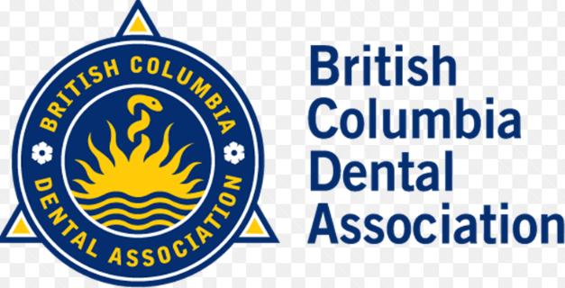Logo of the British Columbia Dental Association featuring a yellow sun and snake emblem, with the text 'British Columbia Dental Association' beside it.