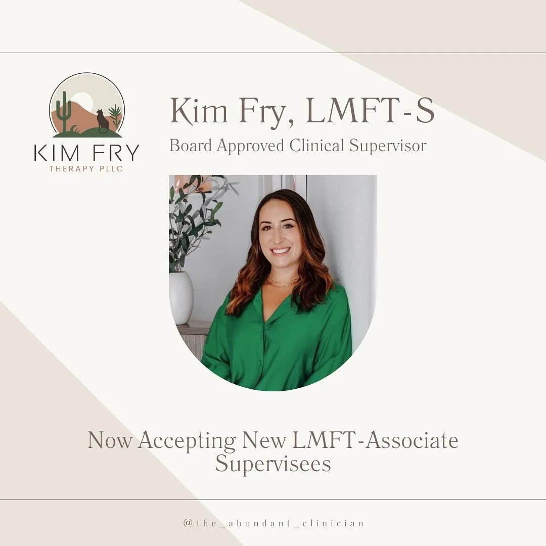 If you (or someone you know) are looking for LMFT-Associate supervision, I have a few openings right now 🤓

My approach is warm, direct, and supportive, with an emphasis on building a space that feels collaborative, relational, and judgment-free.

I