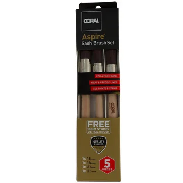 Coral Aspire Round Sash Paint Brush Set 5 Piece