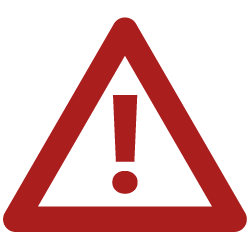 Red warning triangle with an exclamation mark inside.