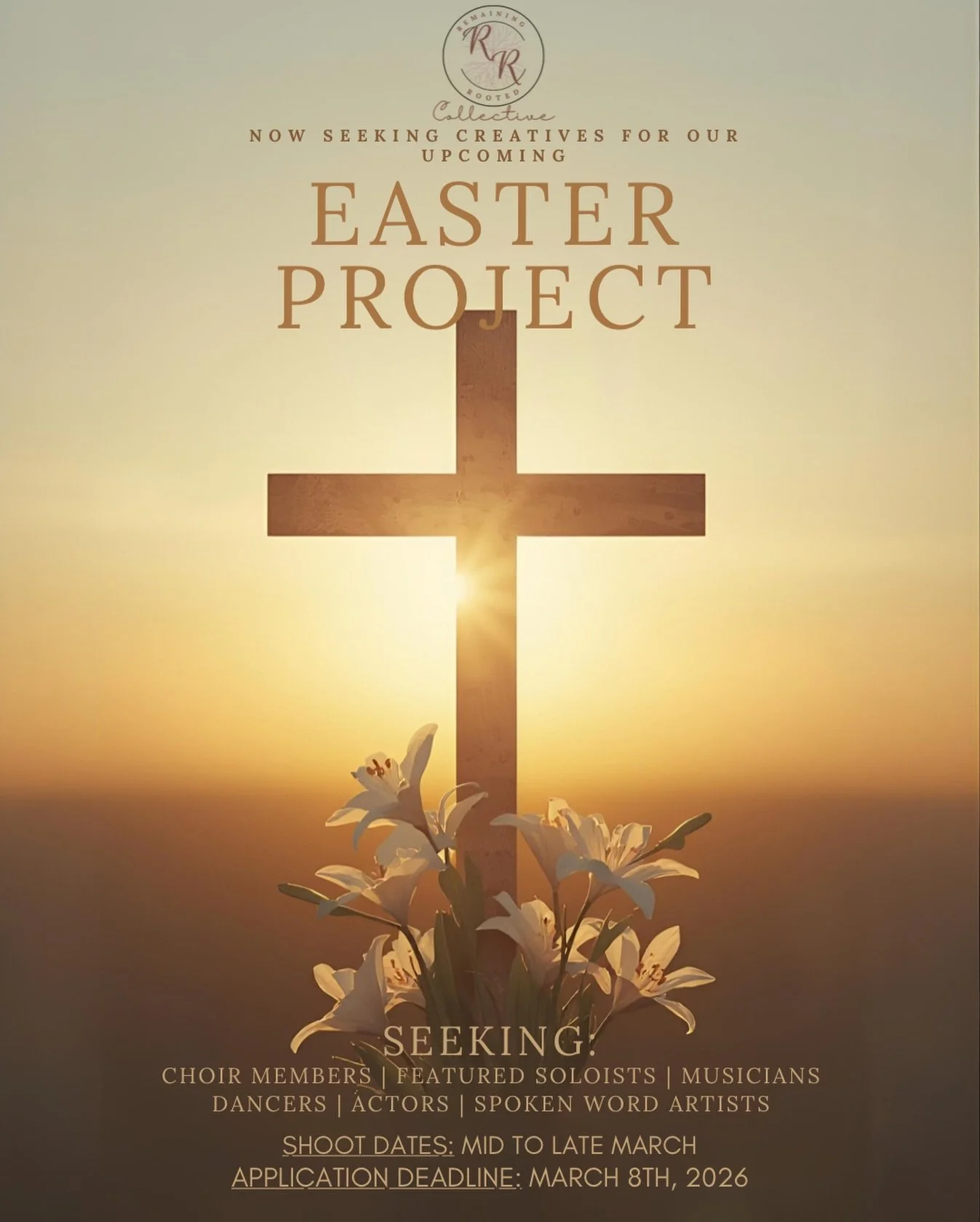 Remaining Rooted is seeking choir members, featured vocalists, dancers, spoken word artists, and musicians to be part of a special Easter video project.

This short film will center on how the Resurrection confronts doubt&mdash;bringing that tension 