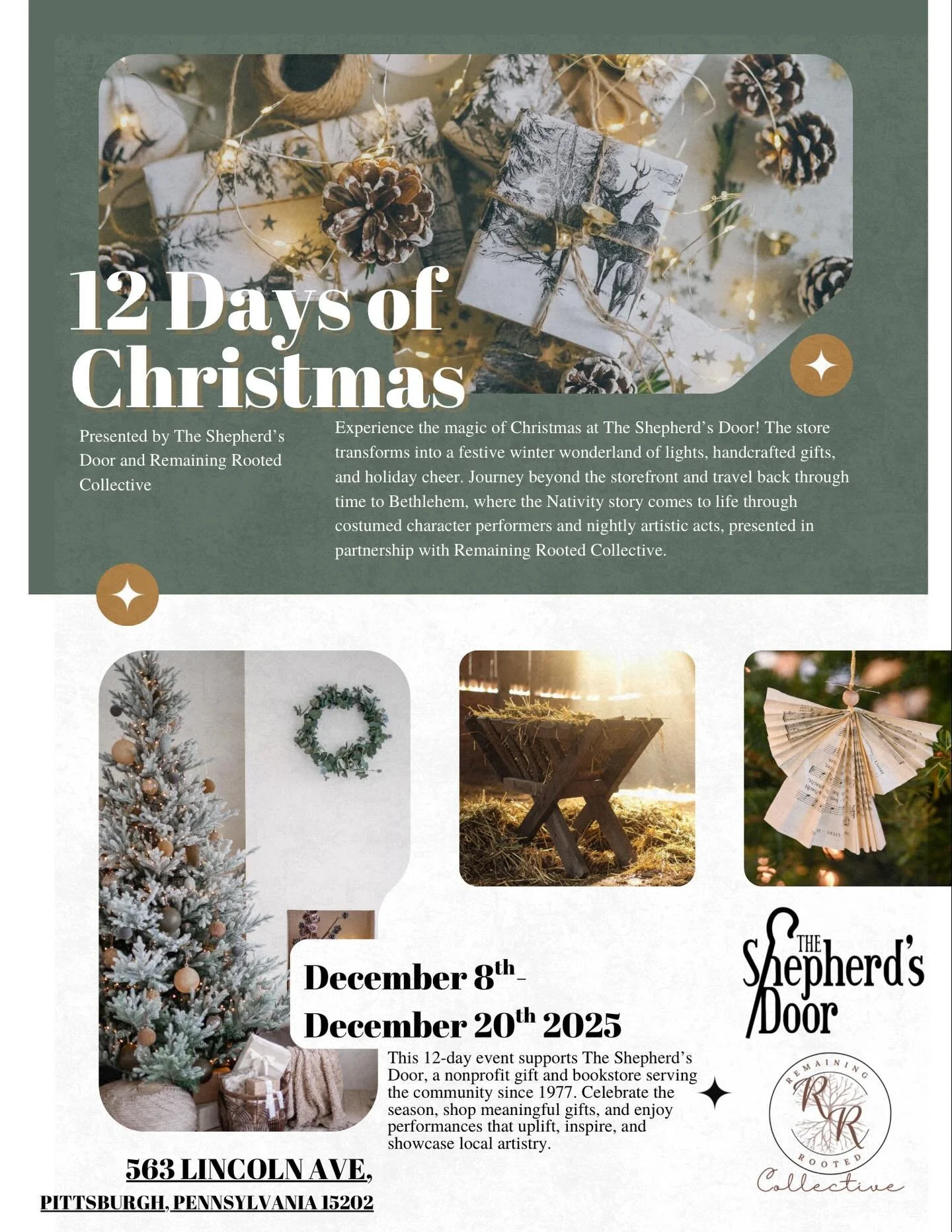 Day 2 of 12 Days of Christmas is here, and The Shepherd&rsquo;s Door is officially transformed into a winter wonderland &mdash; with a journey beyond the storefront that takes you back through time to Bethlehem. ❄️✨

Come experience the beauty, creat