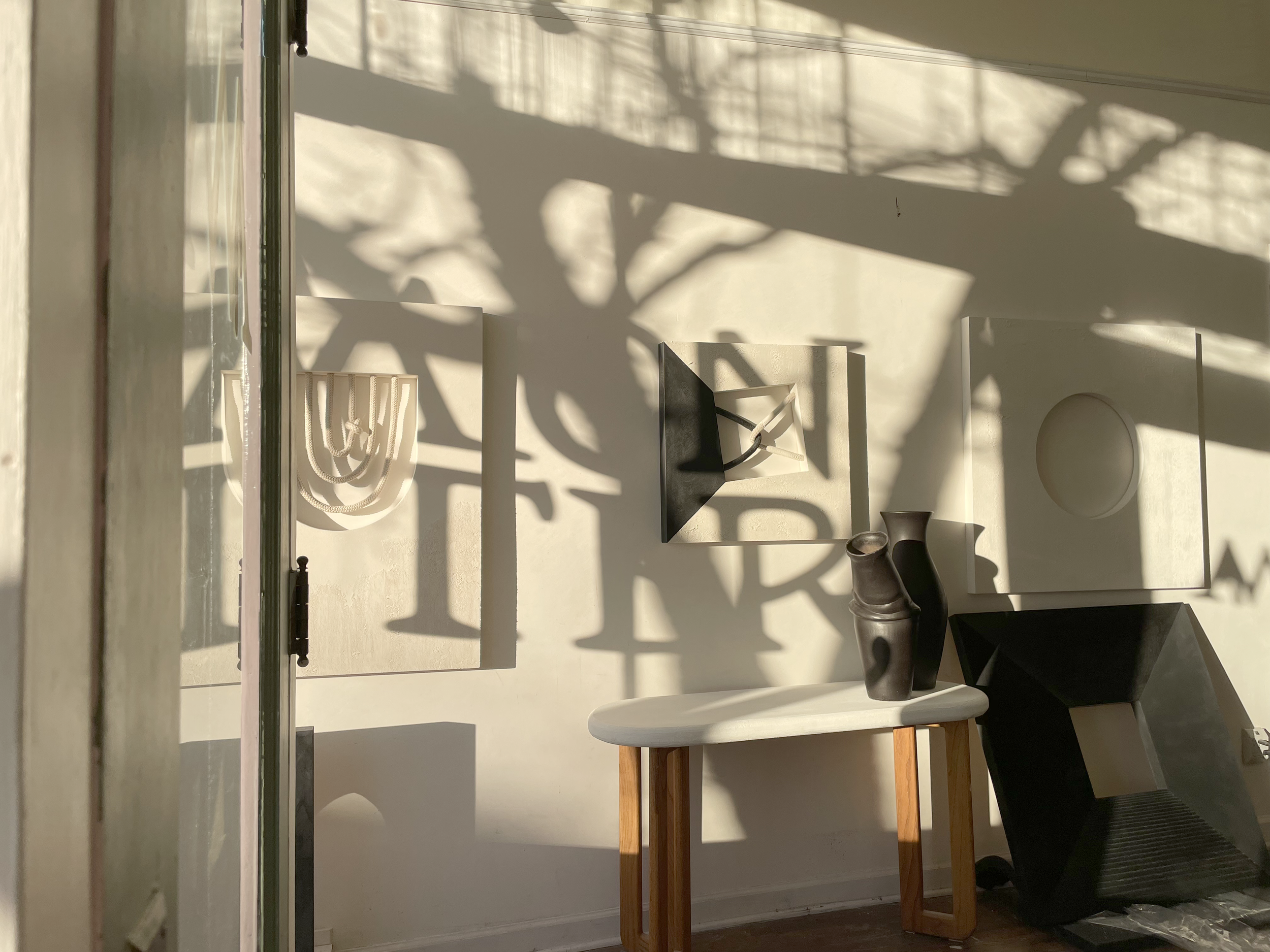 Shadows paint the interior