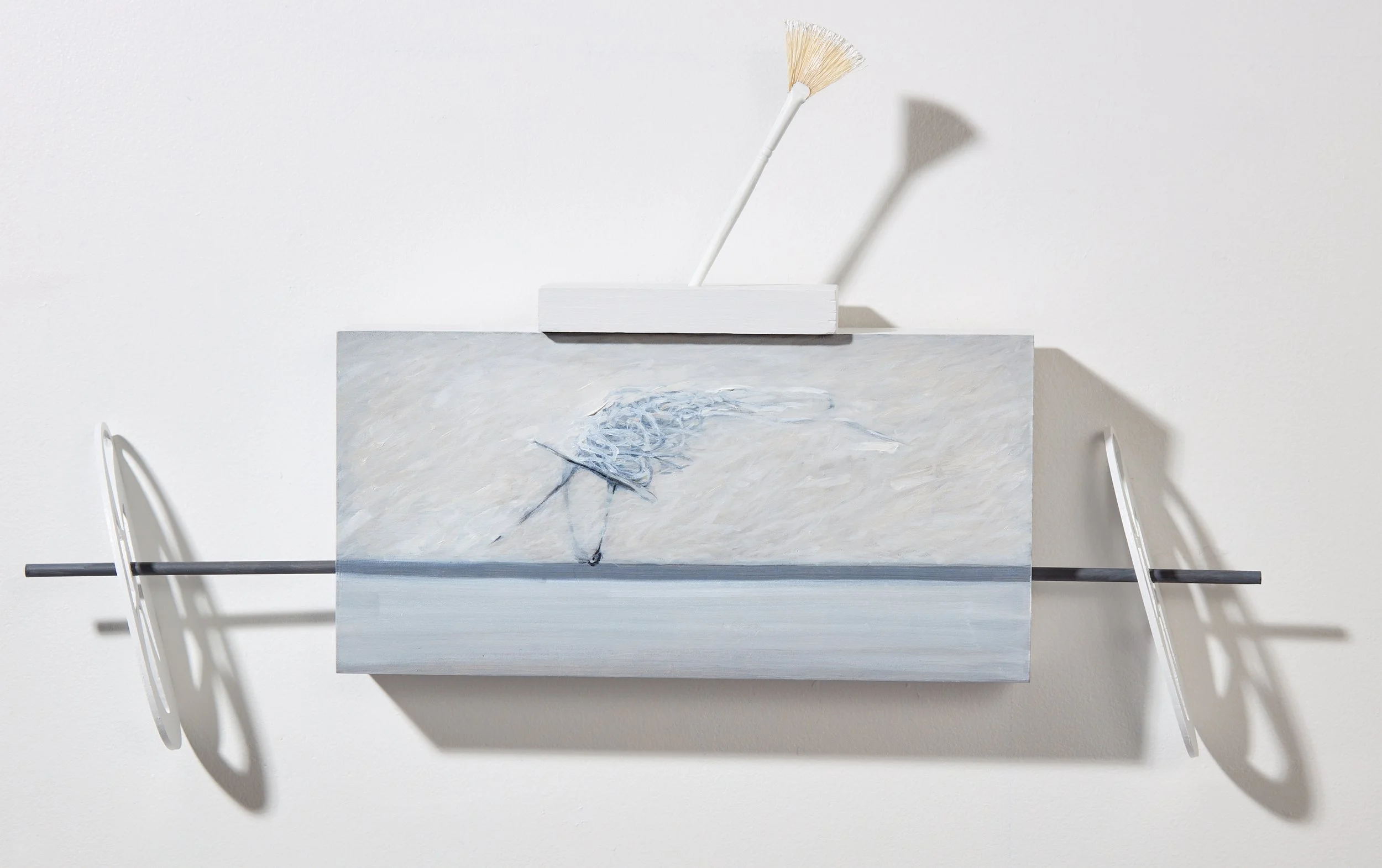 'Whiplash', painting, 21" x 11" x 4", oil on wood + brush 2026