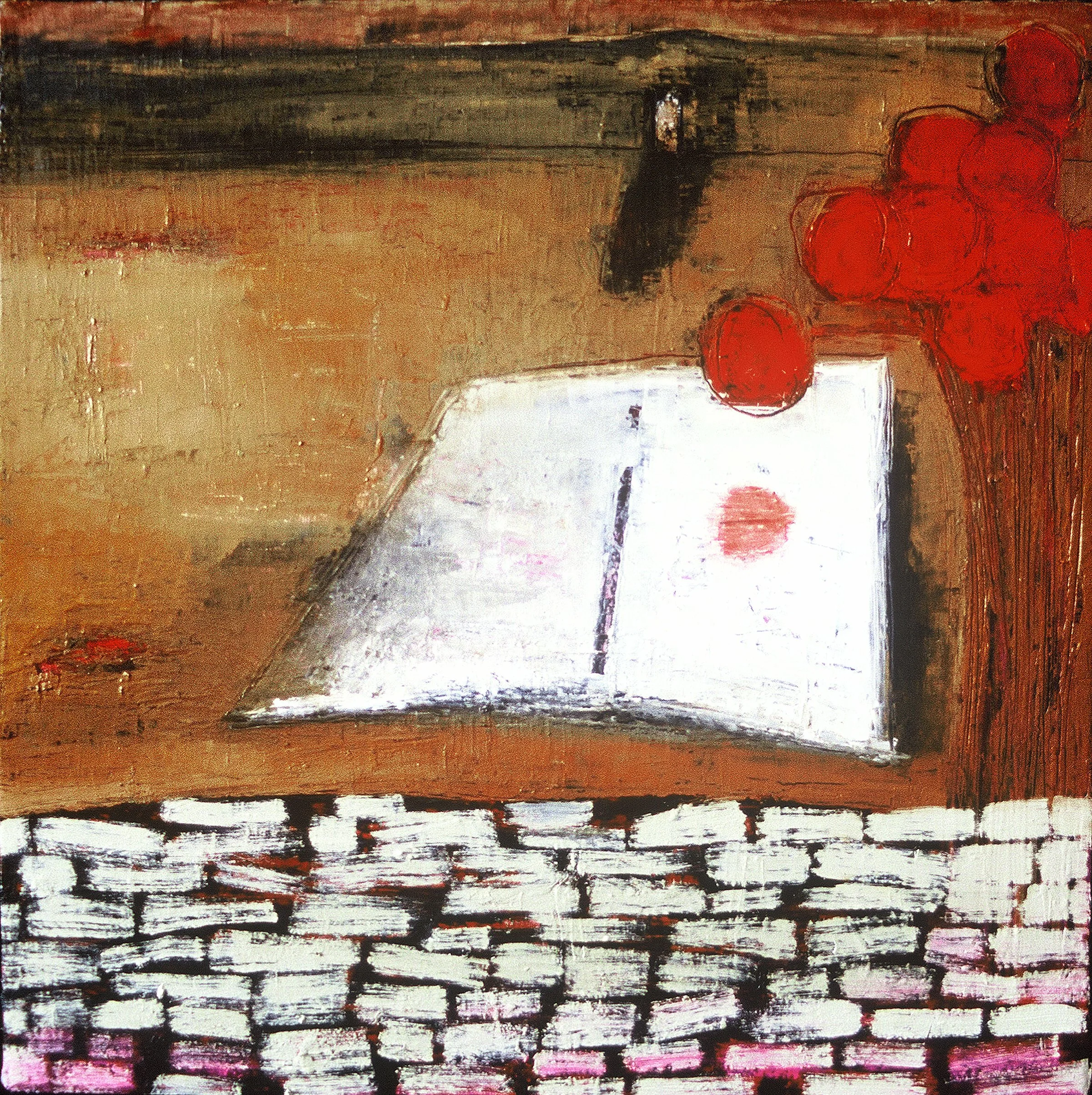 'iMuse' 28" x 28", encaustic and oil on canvas, 2001