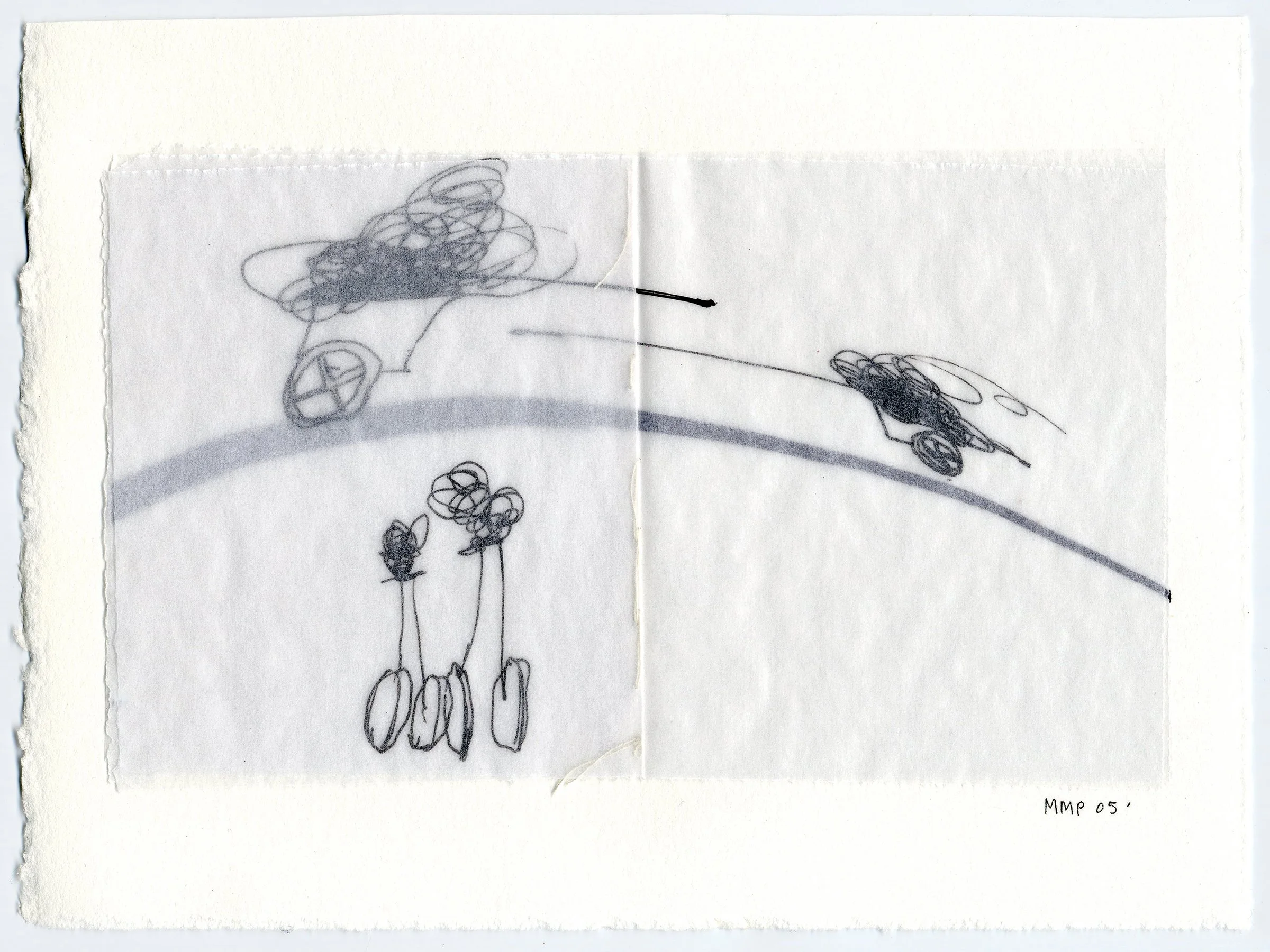 'Quantum IX'  7" x 5", marker on glassine paper (private collection)