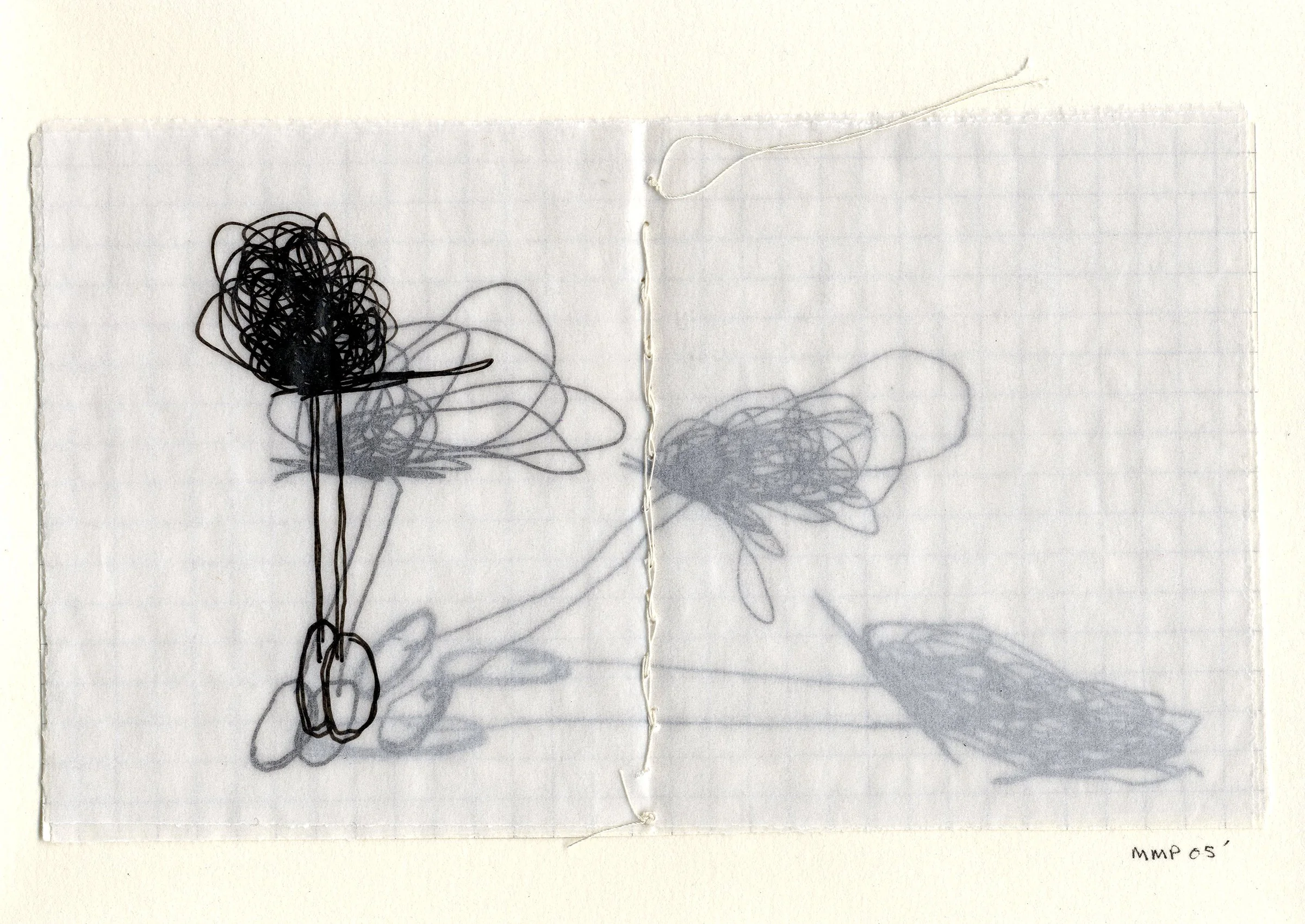 'Quantum XXI'  7" x 5", marker on glassine paper