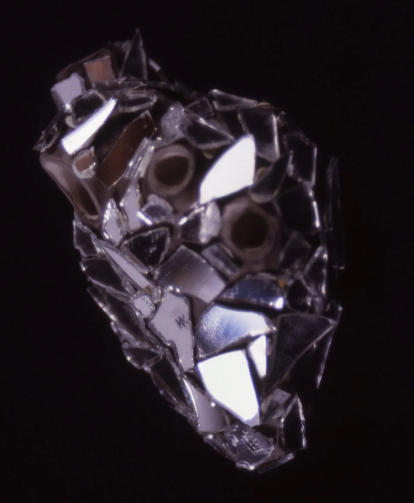 'Narcissus', porcelain heart, mirror shards, 3" x 3" x 3"