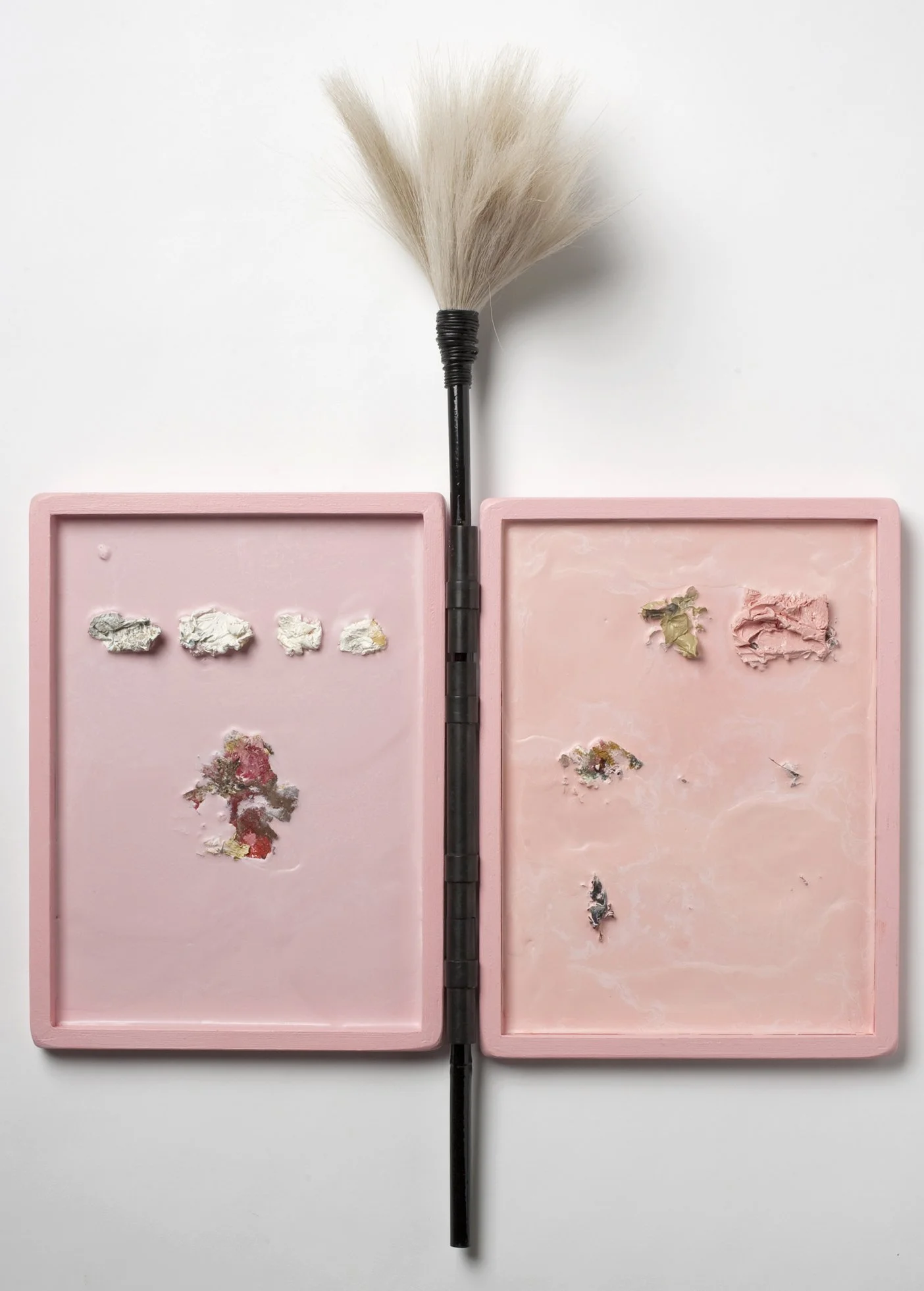 'Fragment 130'

"Once again limb-loosening Love makes me tremble, the bitter-sweet, irresistible creature."

diptych 25" x 18.5", 2003-2011, encaustic wax, palette paint fragments on wood, metal hinge, hair and bamboo