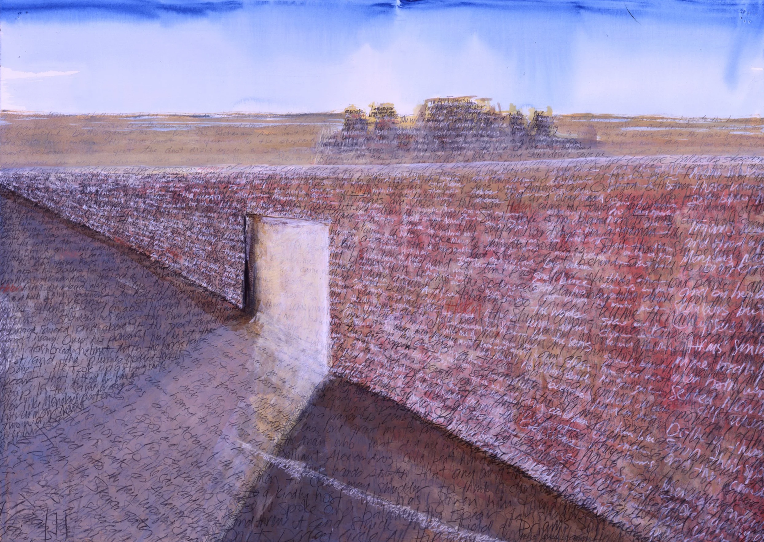 The Iliad, Book Three     'Duel Between Paris and Menelaos',  mixed media on paper, 40” x 30”  ©2001