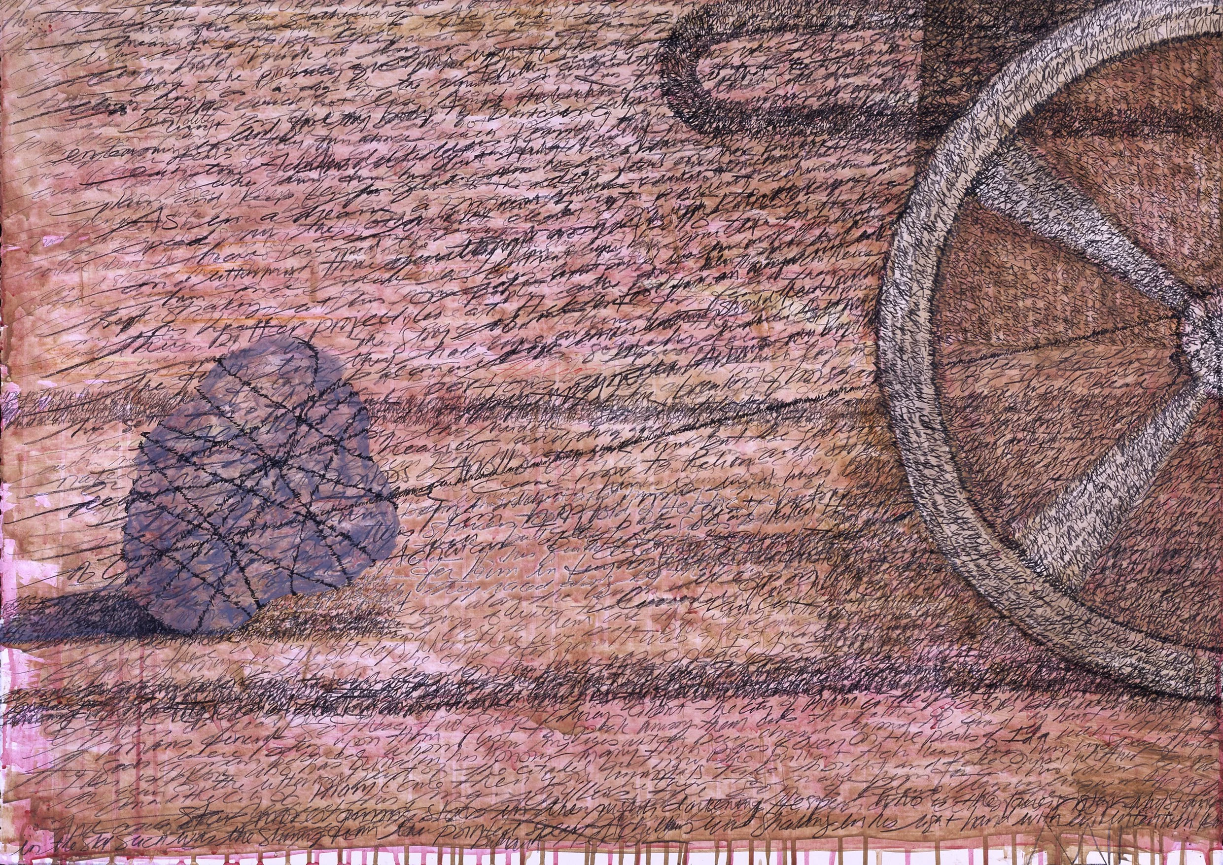 The Iliad, Book Twenty-Two   'Death of Hektor, mixed media on paper, 40”x 30”, 2003