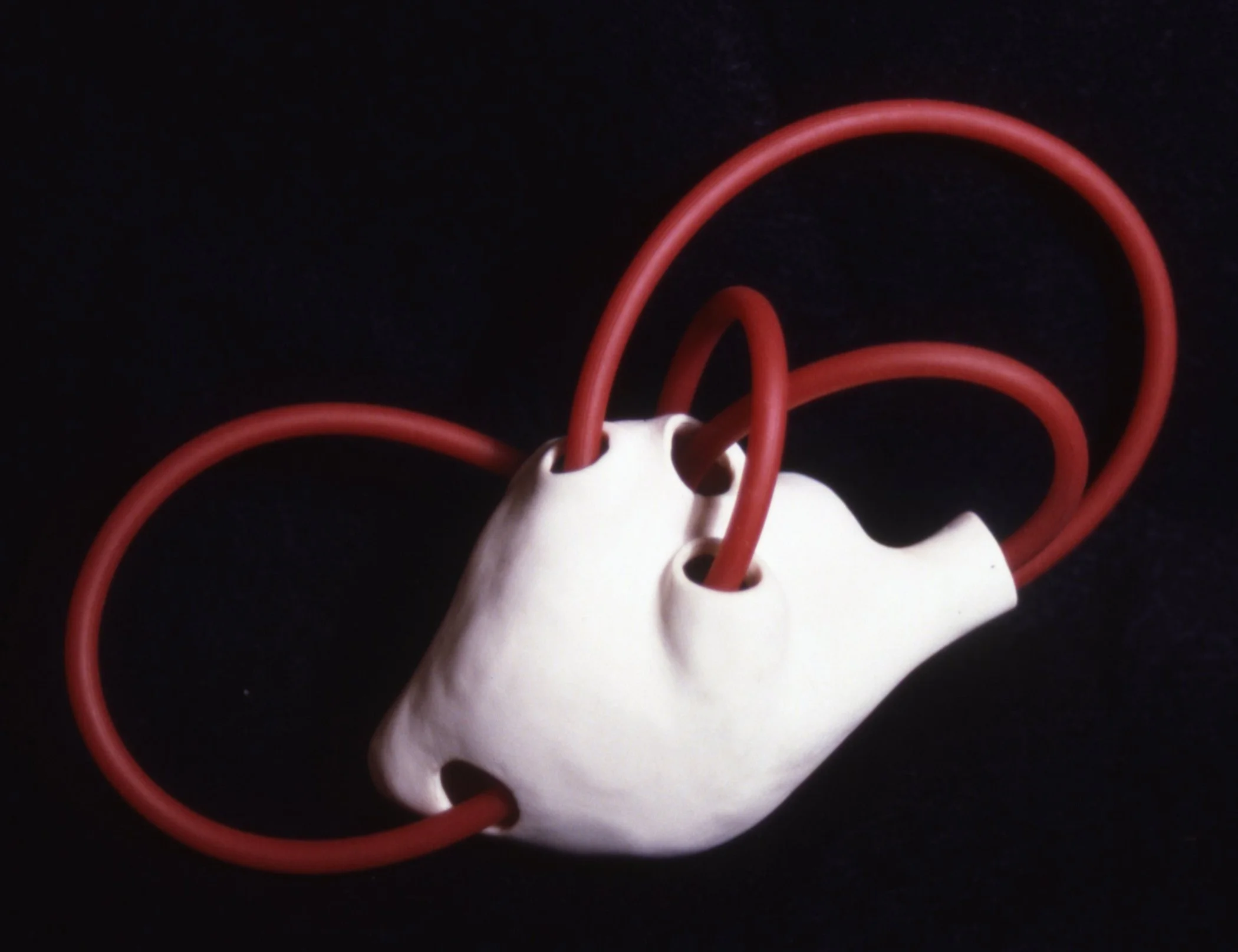 'Circulate', porcelain heart, tubing, 5" x 6" x 4"
