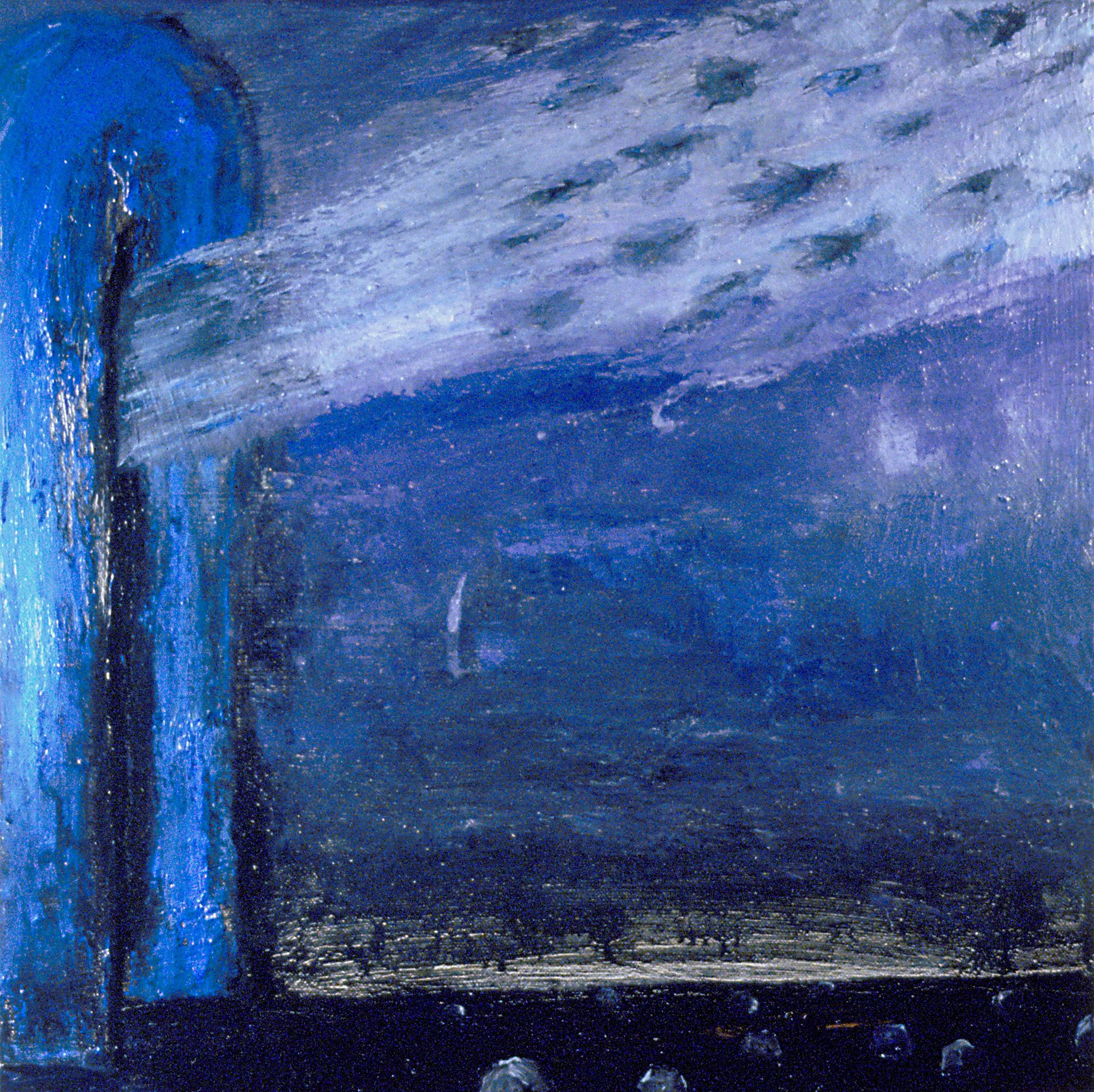 'Aristophanes', 18" x 18", oil + wax on canvas, 2000 (private collection)