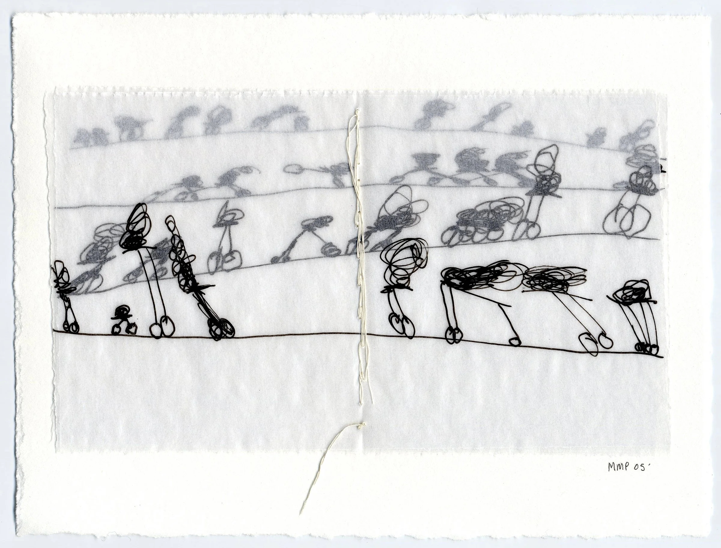 'Quantum XI'  7" x 5", marker on glassine paper