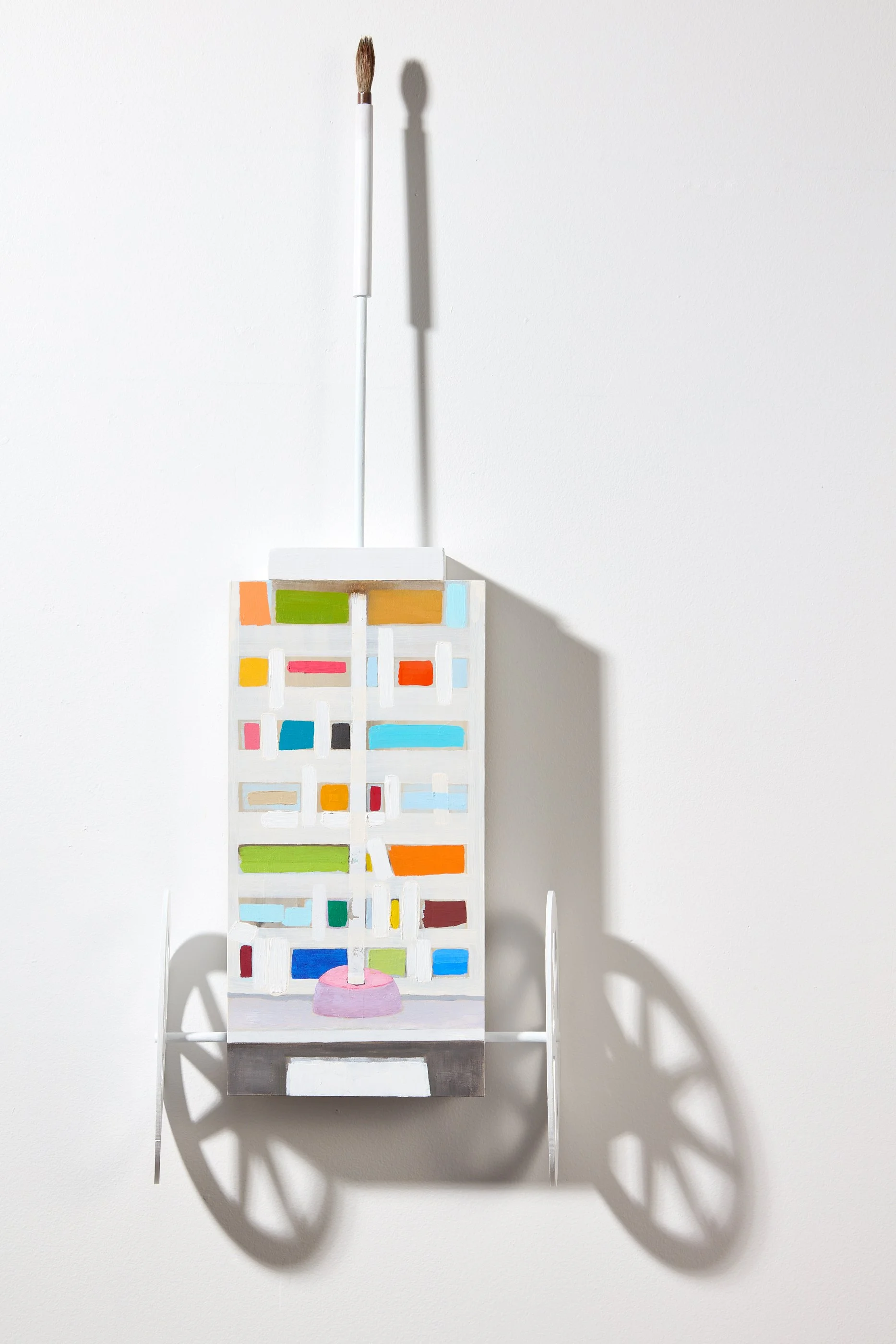 'Up', painting, 9" x 28" x 4.5", oil on wood + brush, 2026