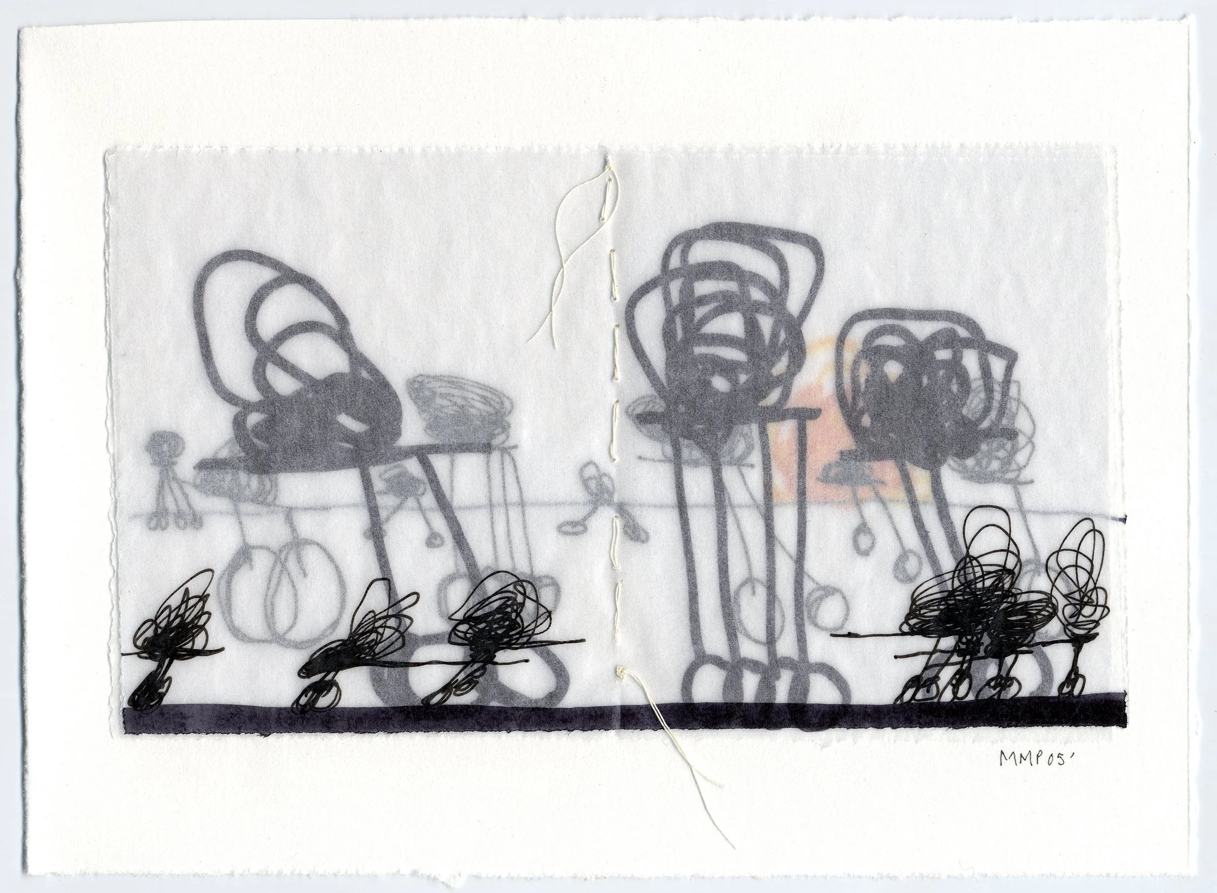 'Quantum VIII'  7" x 5", marker on glassine paper