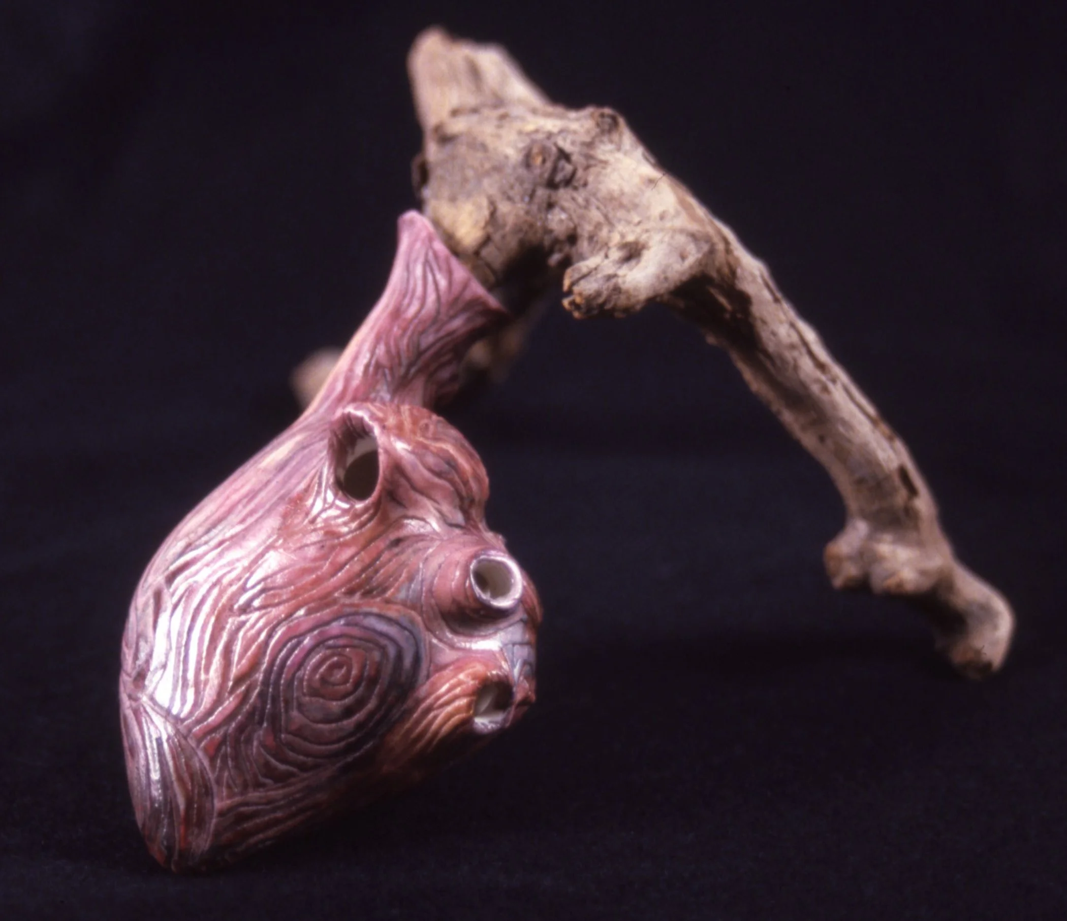'Demeter', porcelain heart, wood, 10" x 8" x 6"