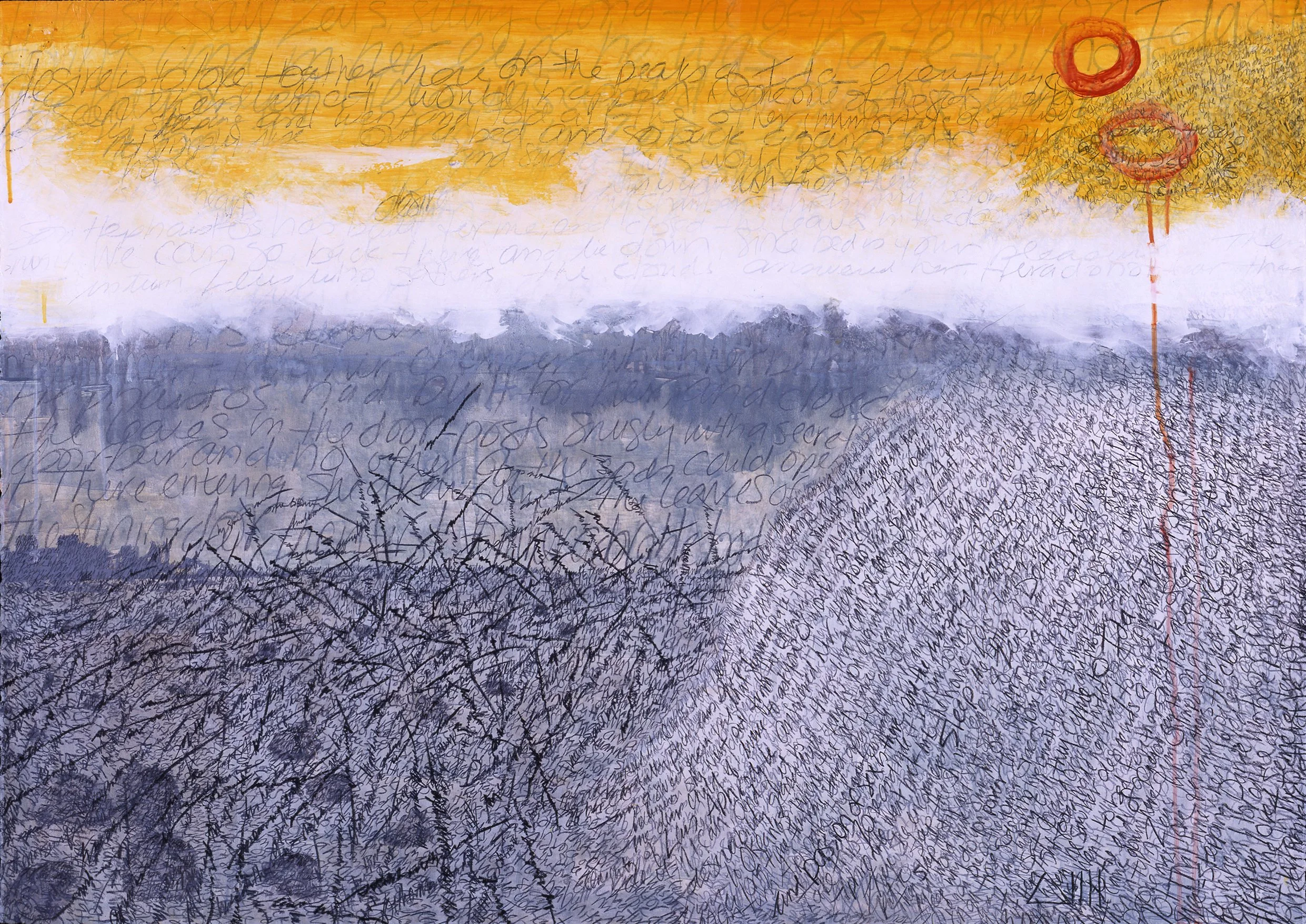 The Iliad, Book Fourteen   'The beguilement of Zeus', mixed media on paper, 40”x 30”, 2003