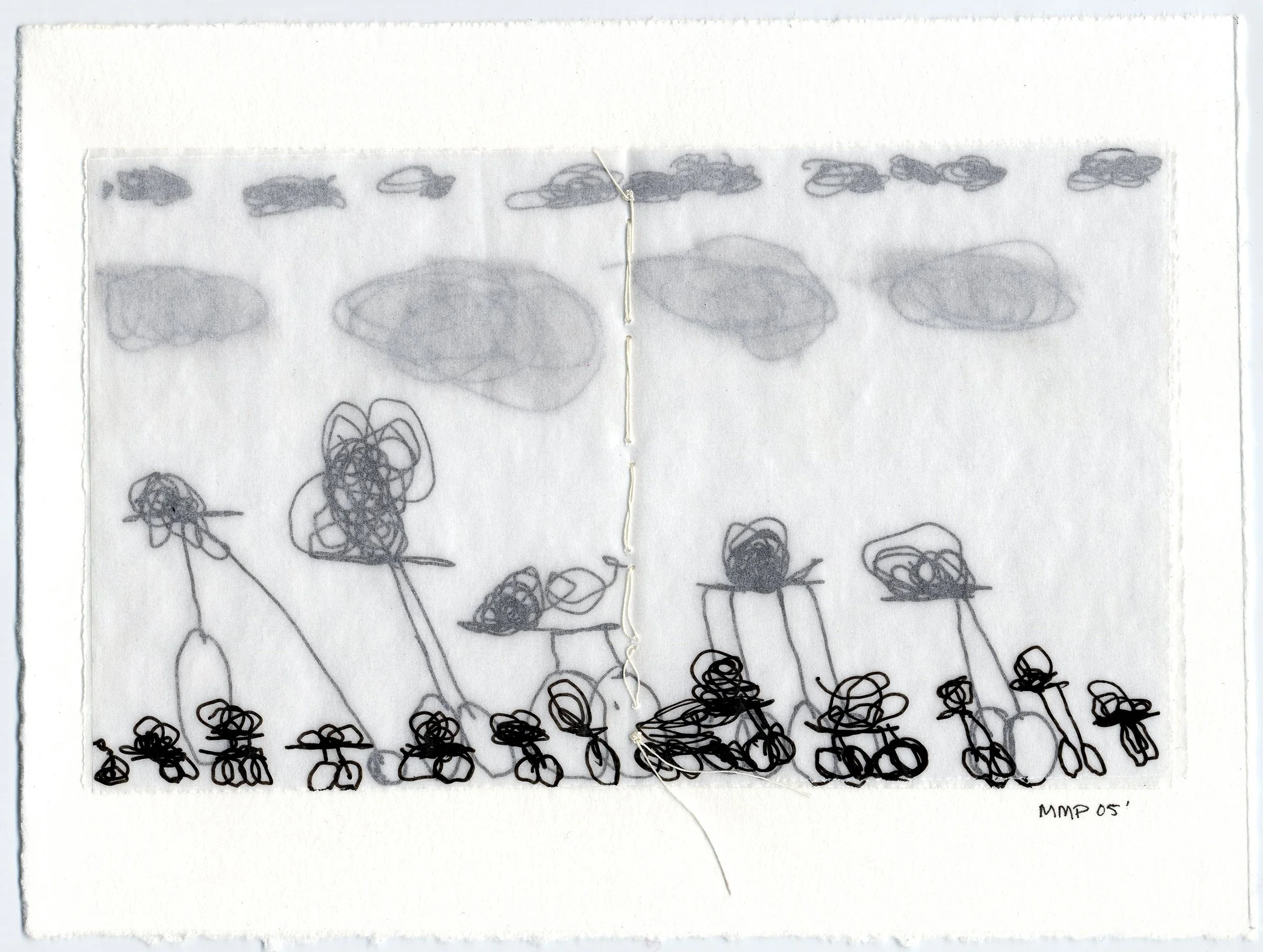 'Quantum IV'  7" x 5", marker on glassine paper