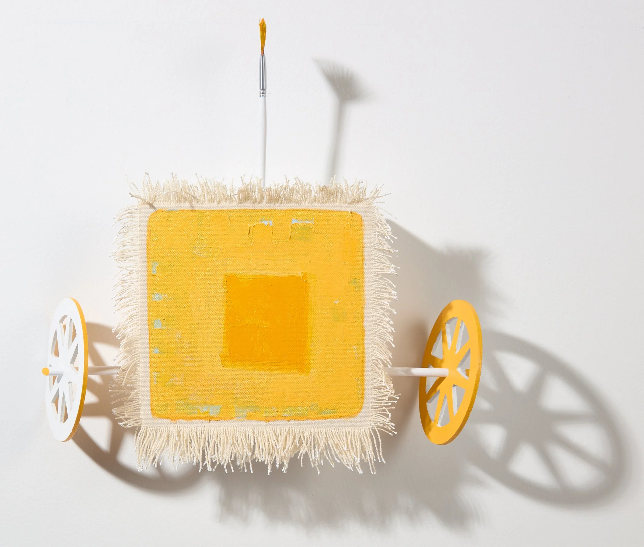 'Phaeton' aka blockhead, painting, 12" x 12" x 3", oil on canvas and wood, brush, 2026