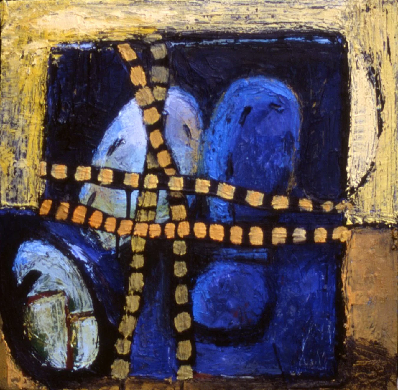 'Travel Buddy', 14" x 14", encaustic + oil on canvas, 1997 (private collection)