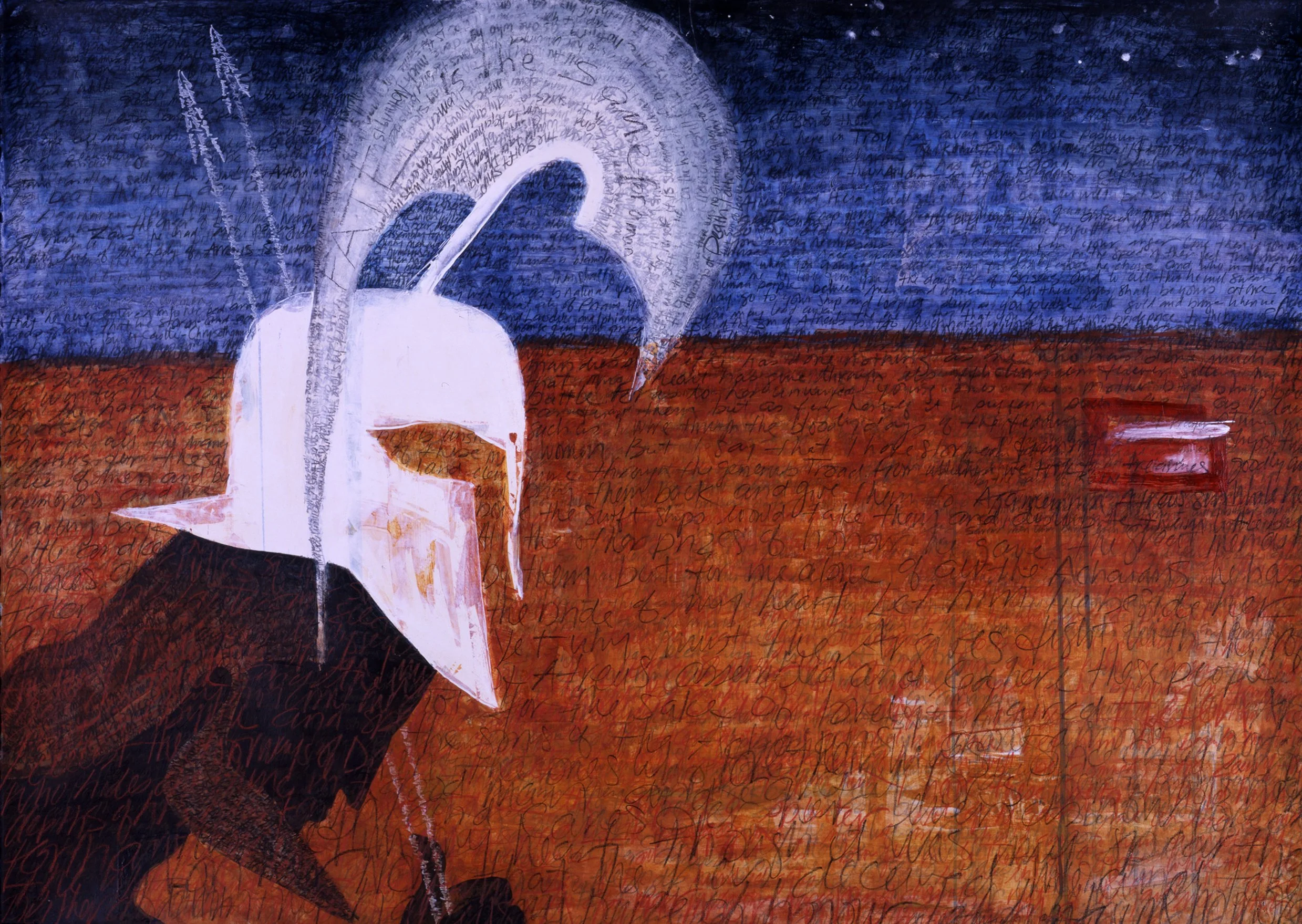 The Iliad, Book Nine   'Achilleus refuses the Embassy, mixed media on paper, 40”x 30”, 2002