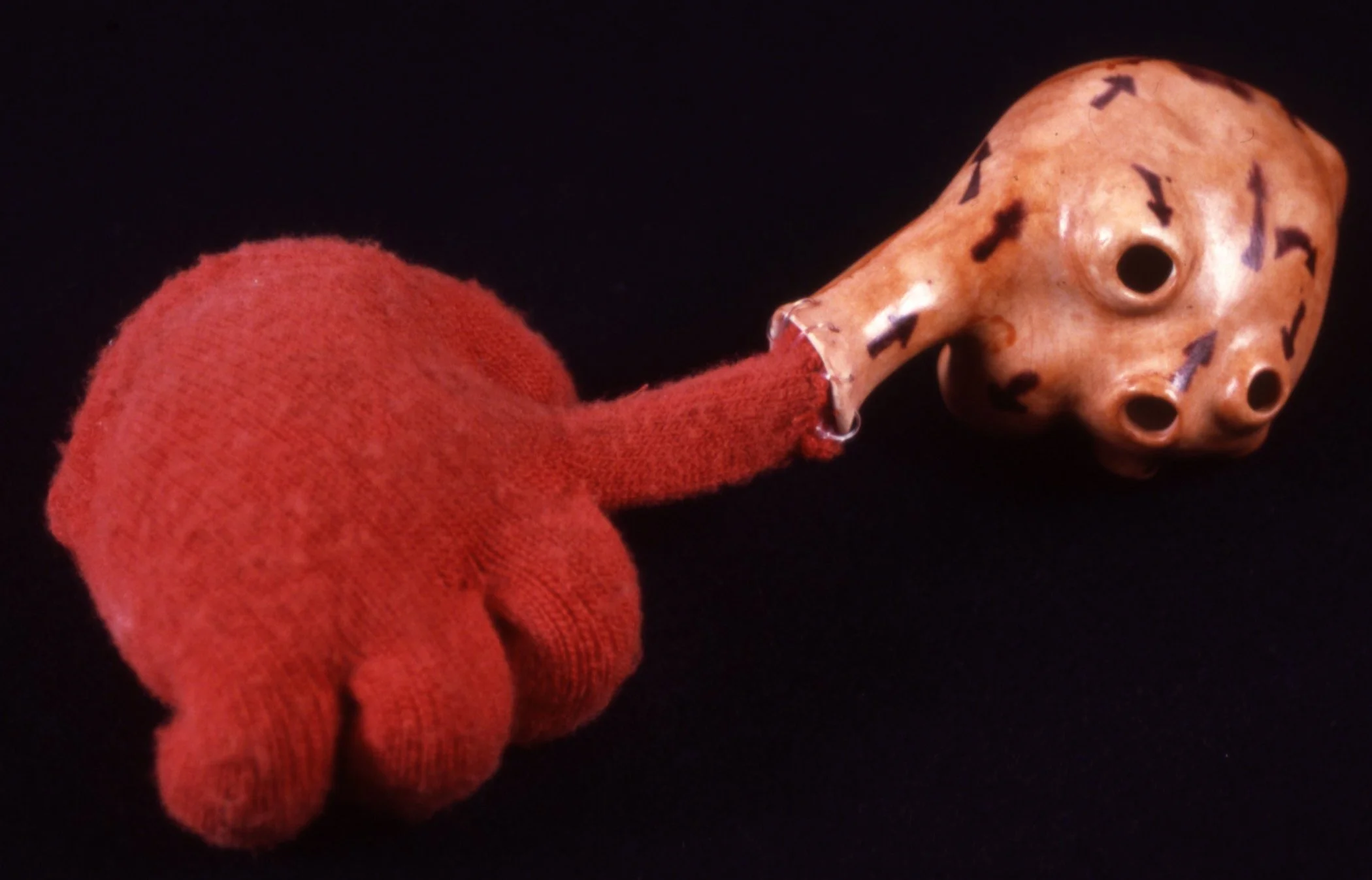 'Sense', porcelain heart, glove, 7" x 5" x 4"