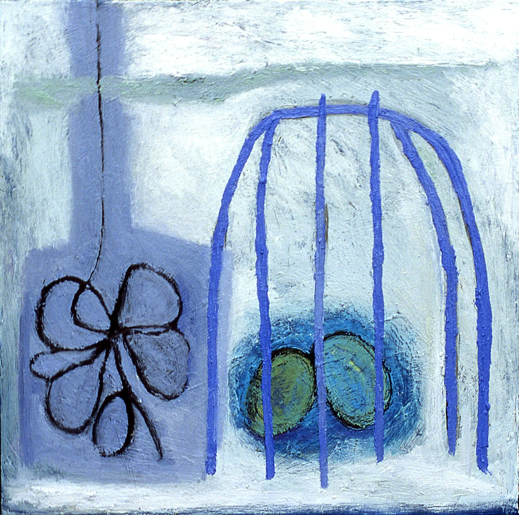 'In a Muddle', 28" x 28", encaustic + oil on canvas, 1996 