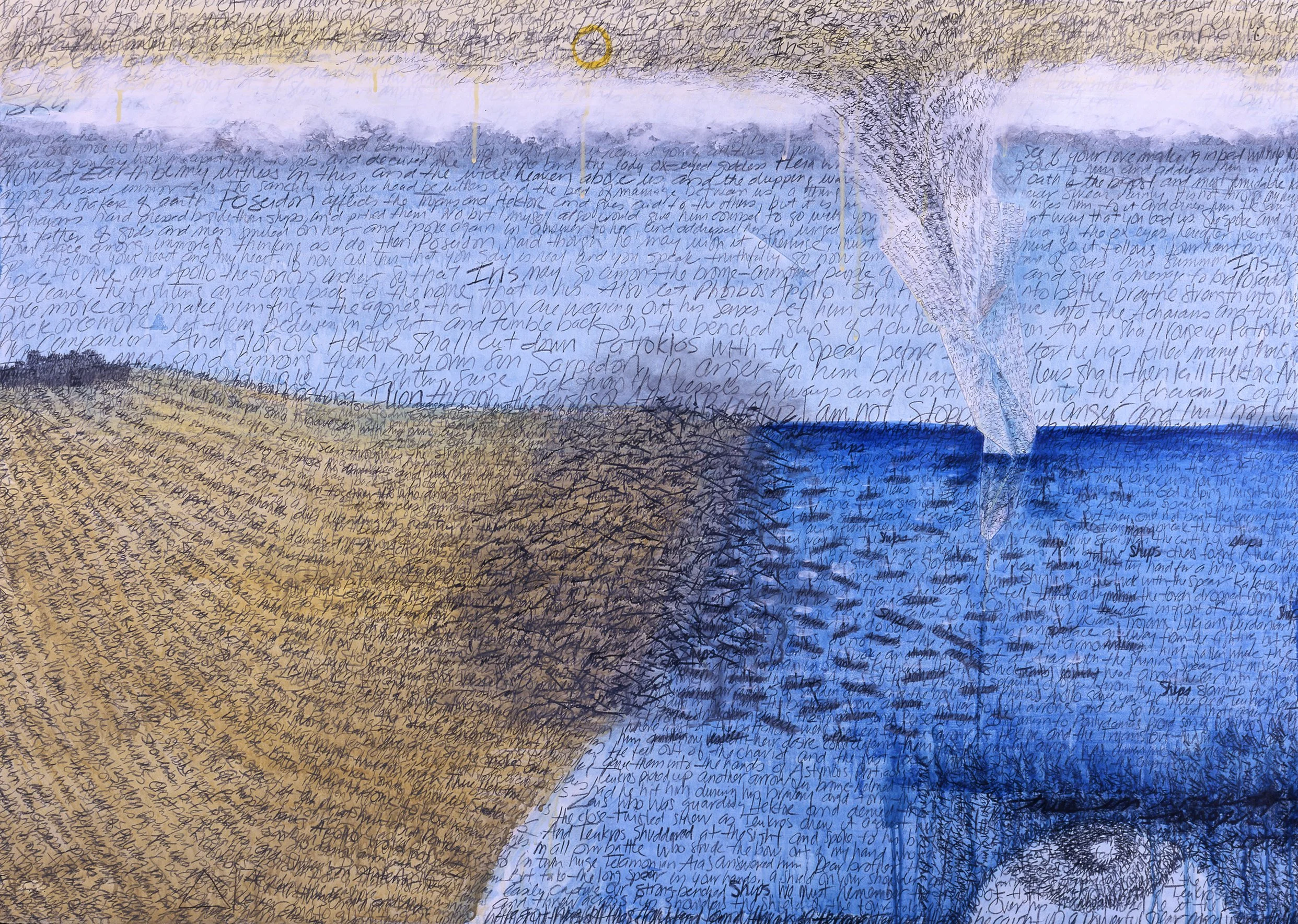 The Iliad, Book Fifteen   'Iris orders Poseidon out of the battlefield', mixed media on paper, 40”x 30”, 2003