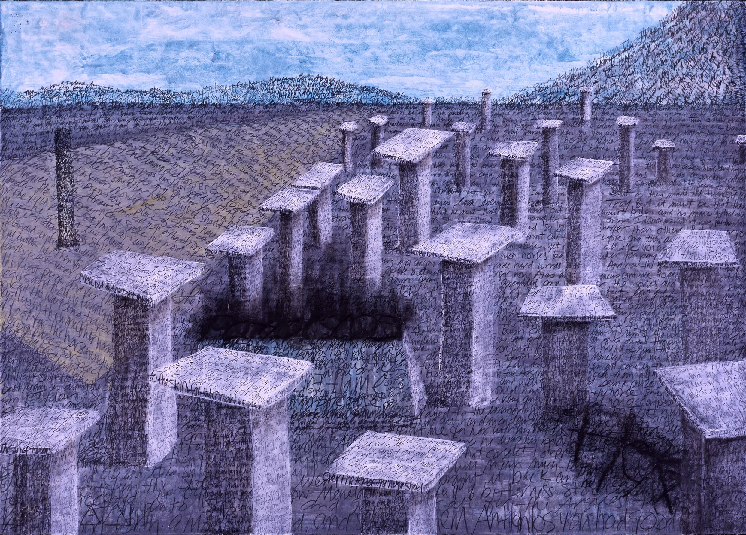 The Iliad, Book Twenty-Three   'Funeral Games for Patroklos', mixed media on paper, 40”x 30”, 2003