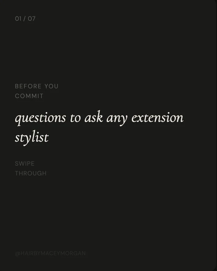 Most stylists are great at talking about what they offer. The right one will welcome every single one of these questions.

Screenshot this before your next consultation. And if you want to know how I'd answer each one, link in bio.