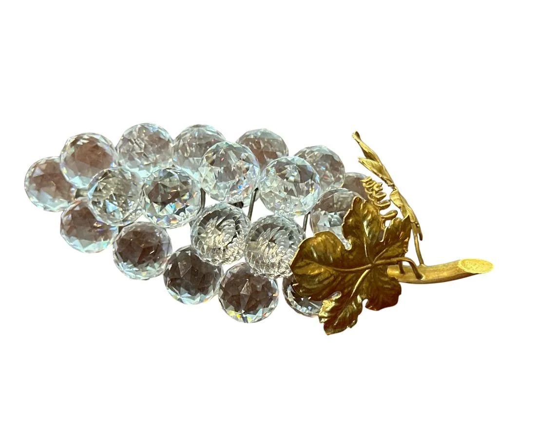 Swarovski Crystal Grape Cluster with Gold Leaves