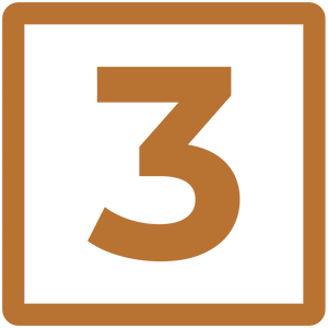 Number 3 on a black background with a brown border.