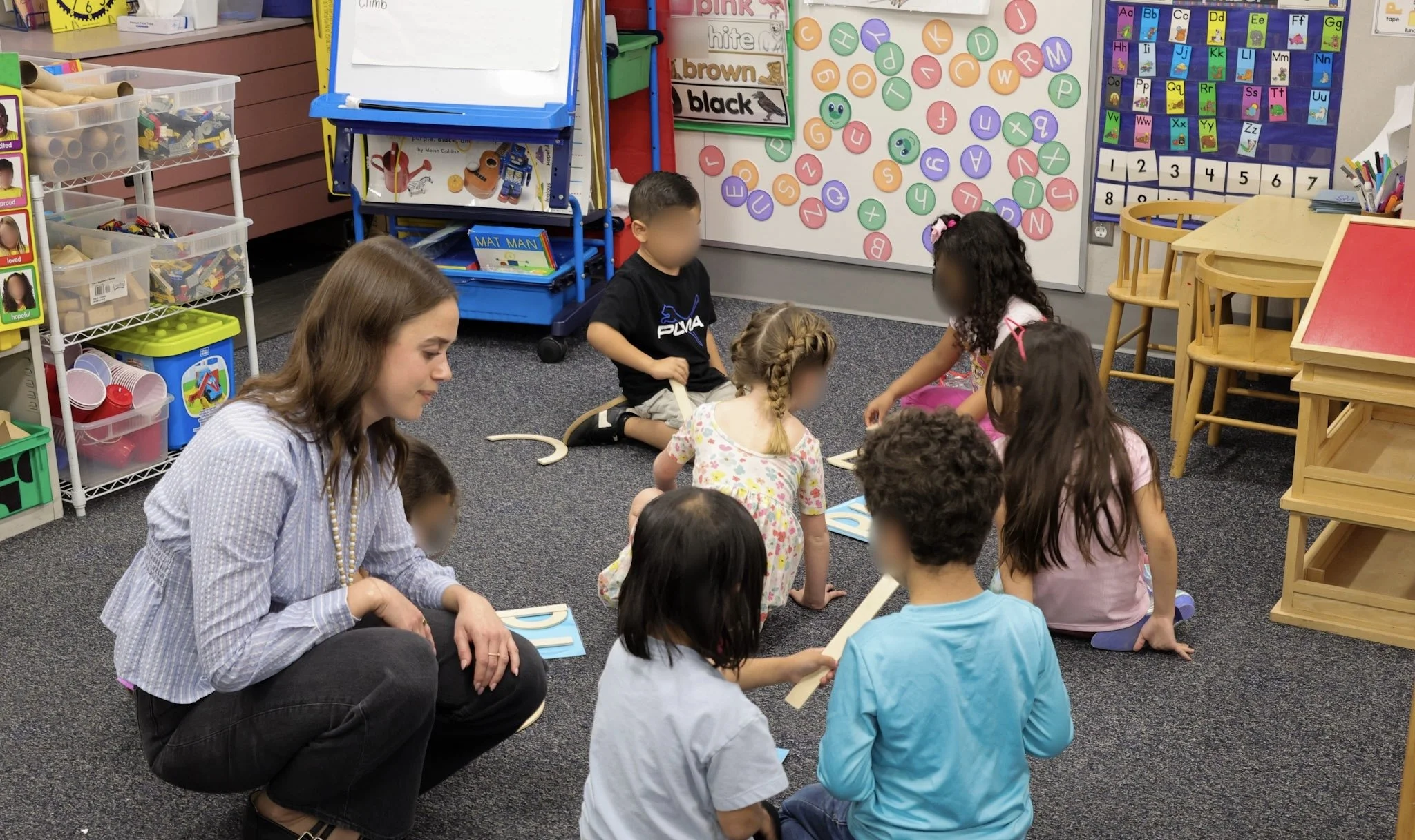 Building letters with lines and curves as a tactile way to practice letter formation. 