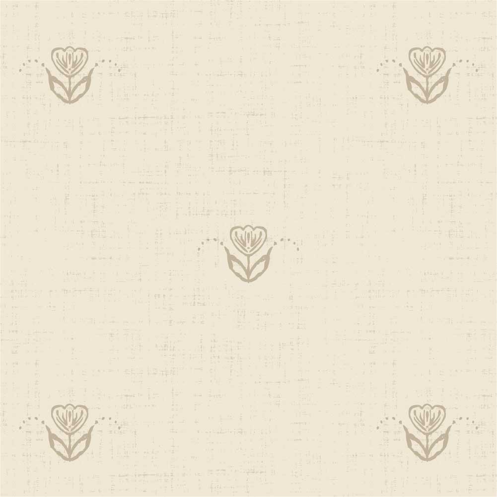 Scandi Tulip pattern with widely spaced tan tulips on an ivory background with a linen-like texture.