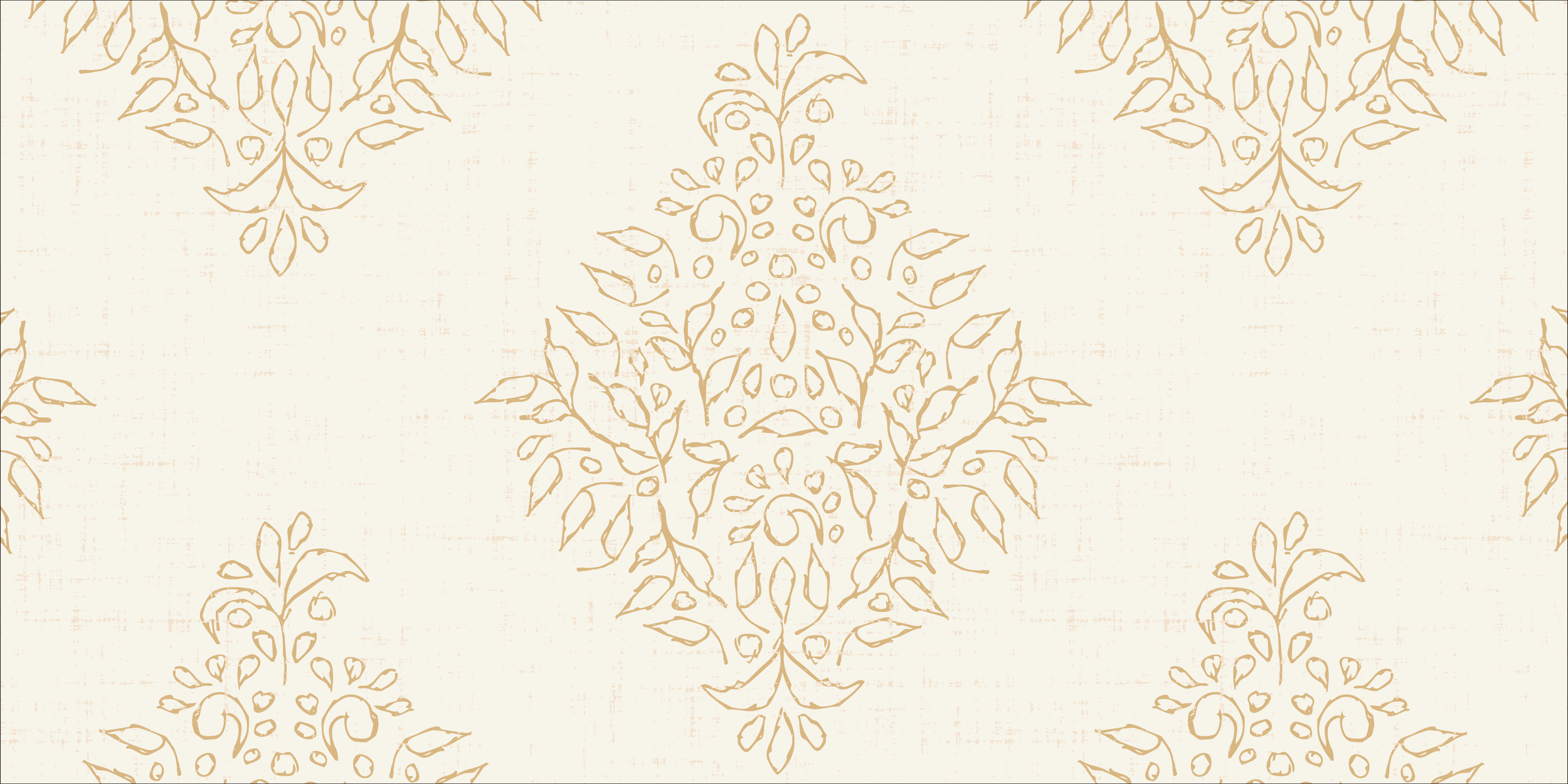 Gold damask vines on ivory ground, hand-drawn grove vine pattern with classic elegance by Raspberry Tapestry