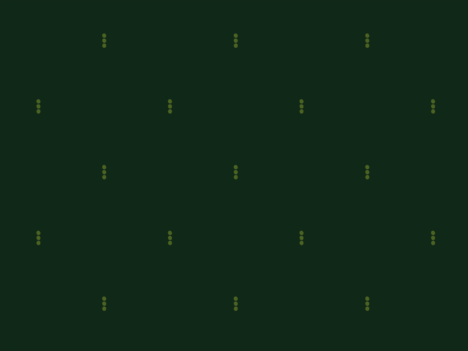 A dark evergreen background with evenly spaced small circular triple light green dots arranged in a grid pattern.