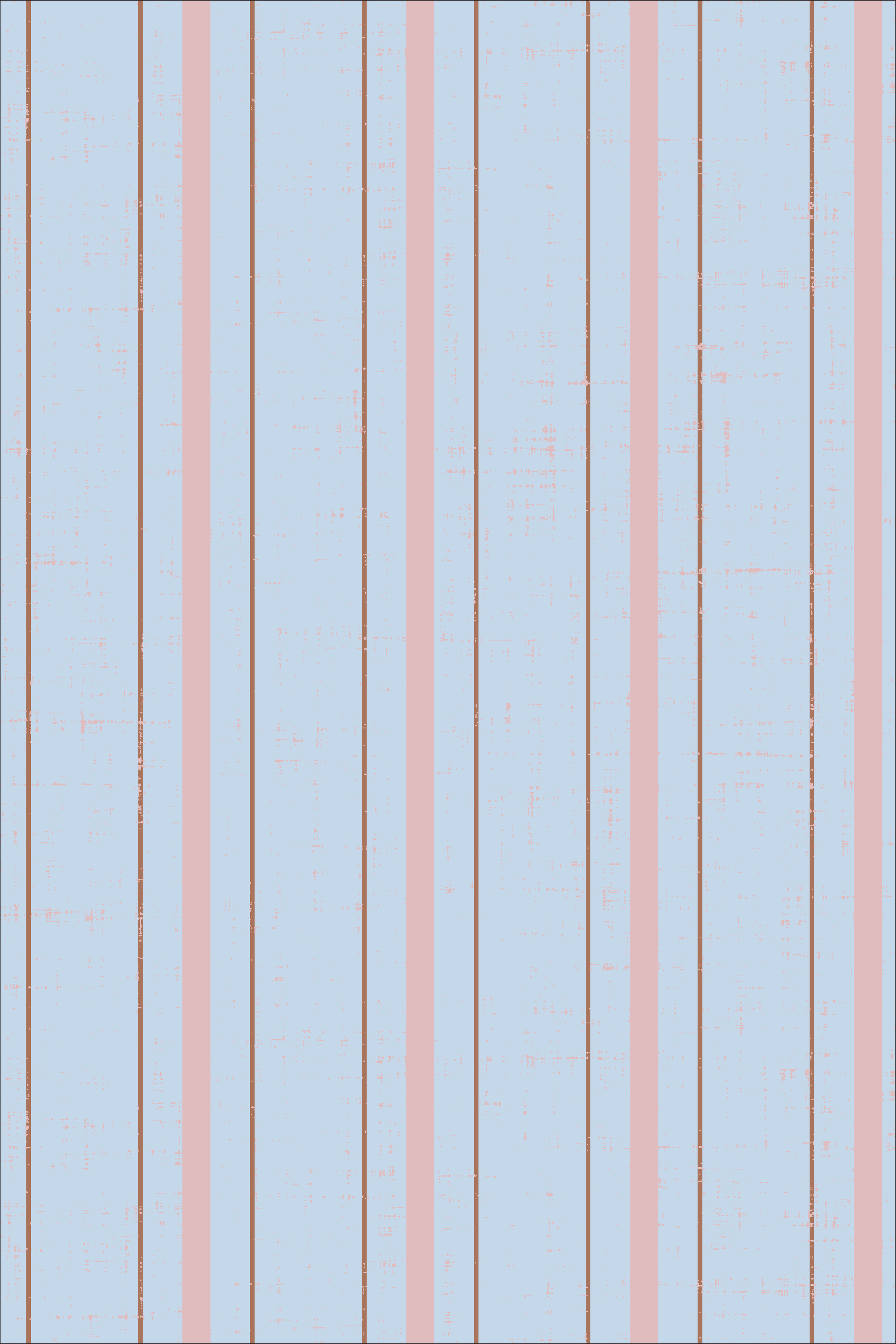 Soft blue pinstripe with pink and rust accents and distressed texture, classic coordinate from Sweet Girl collection