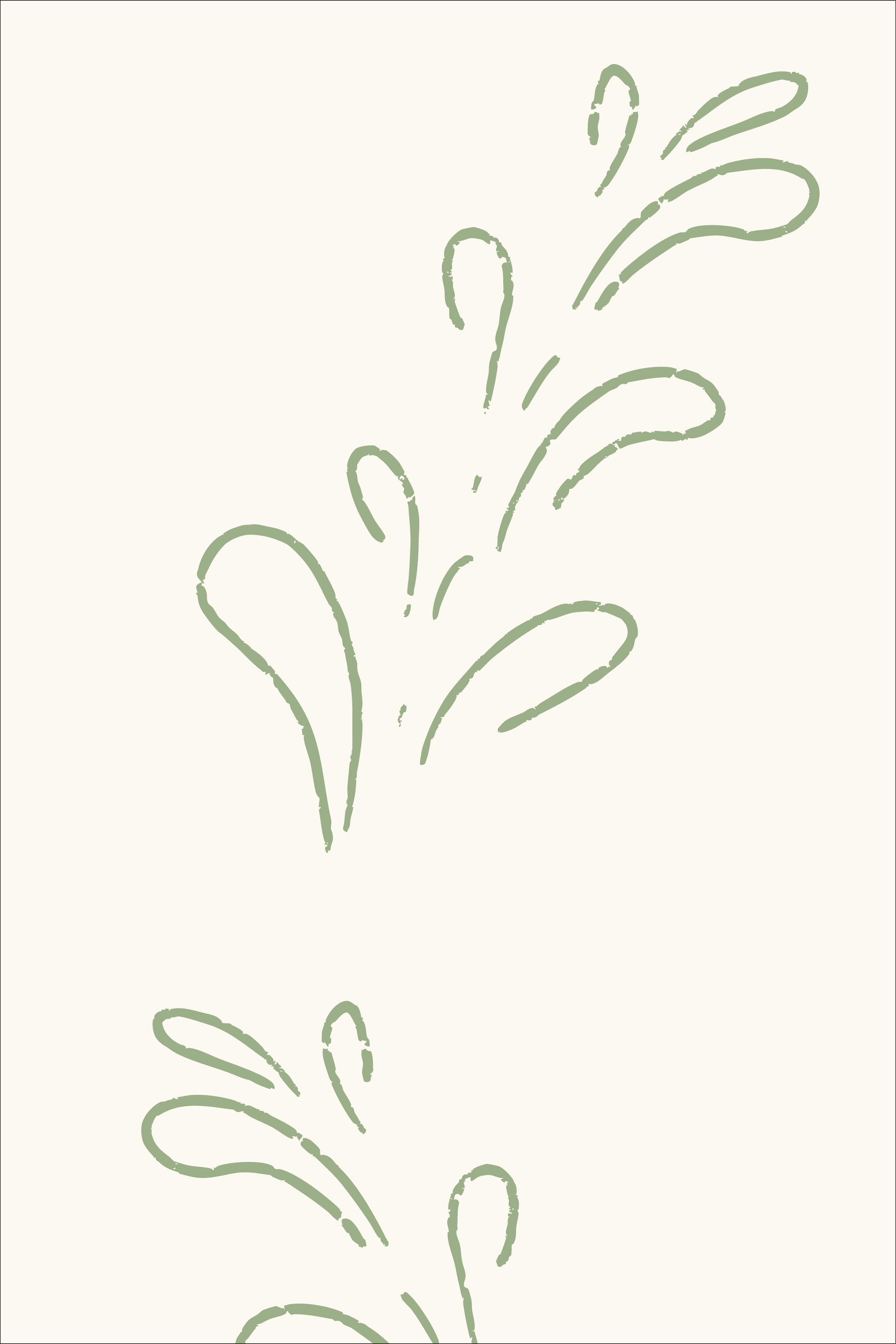 Light and airy hand drawn green sprig border design on ivory, simple and organic Sweet Girl collection coordinate
