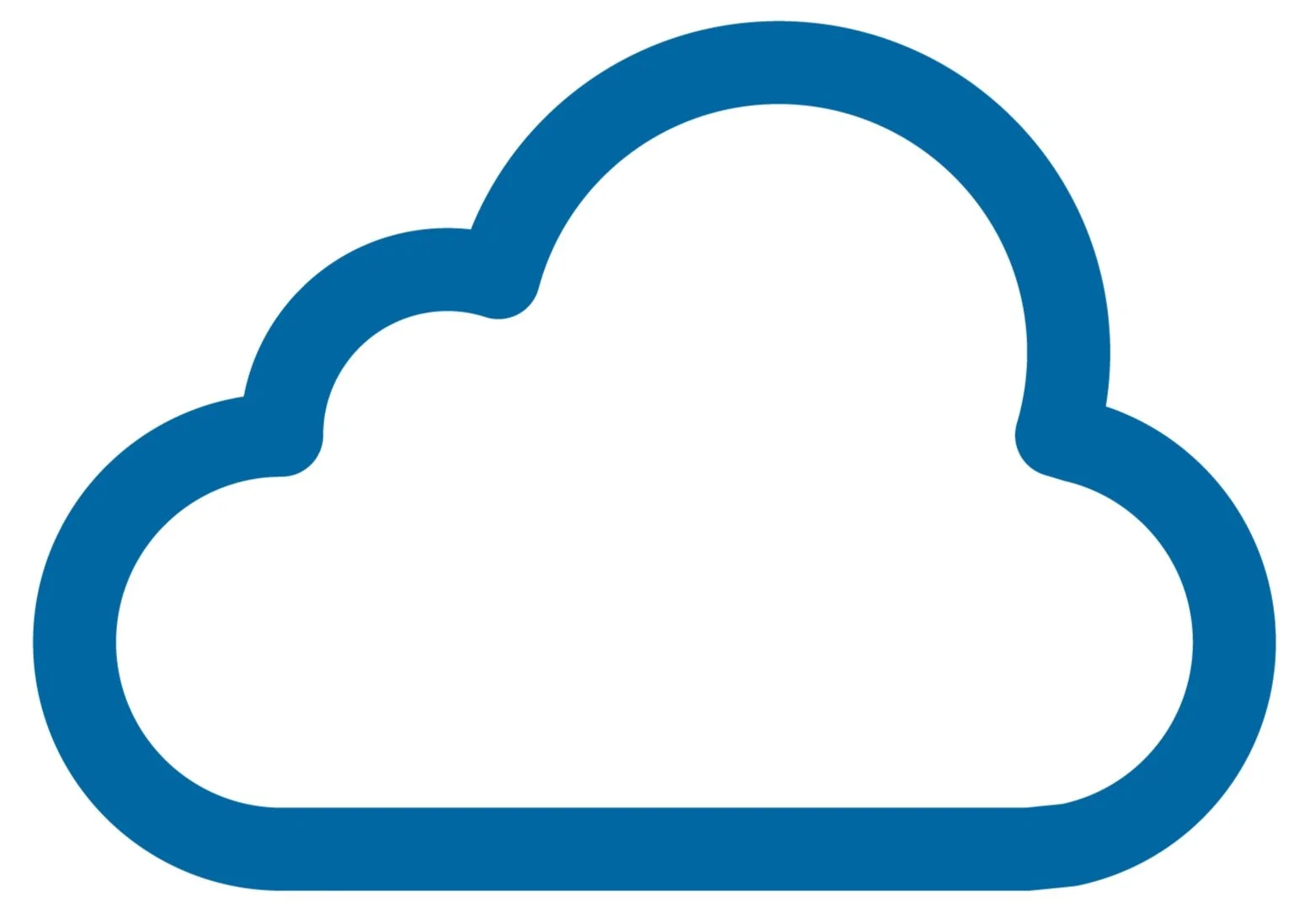 Outline of a white cloud with a blue border, representing a cloud storage icon.